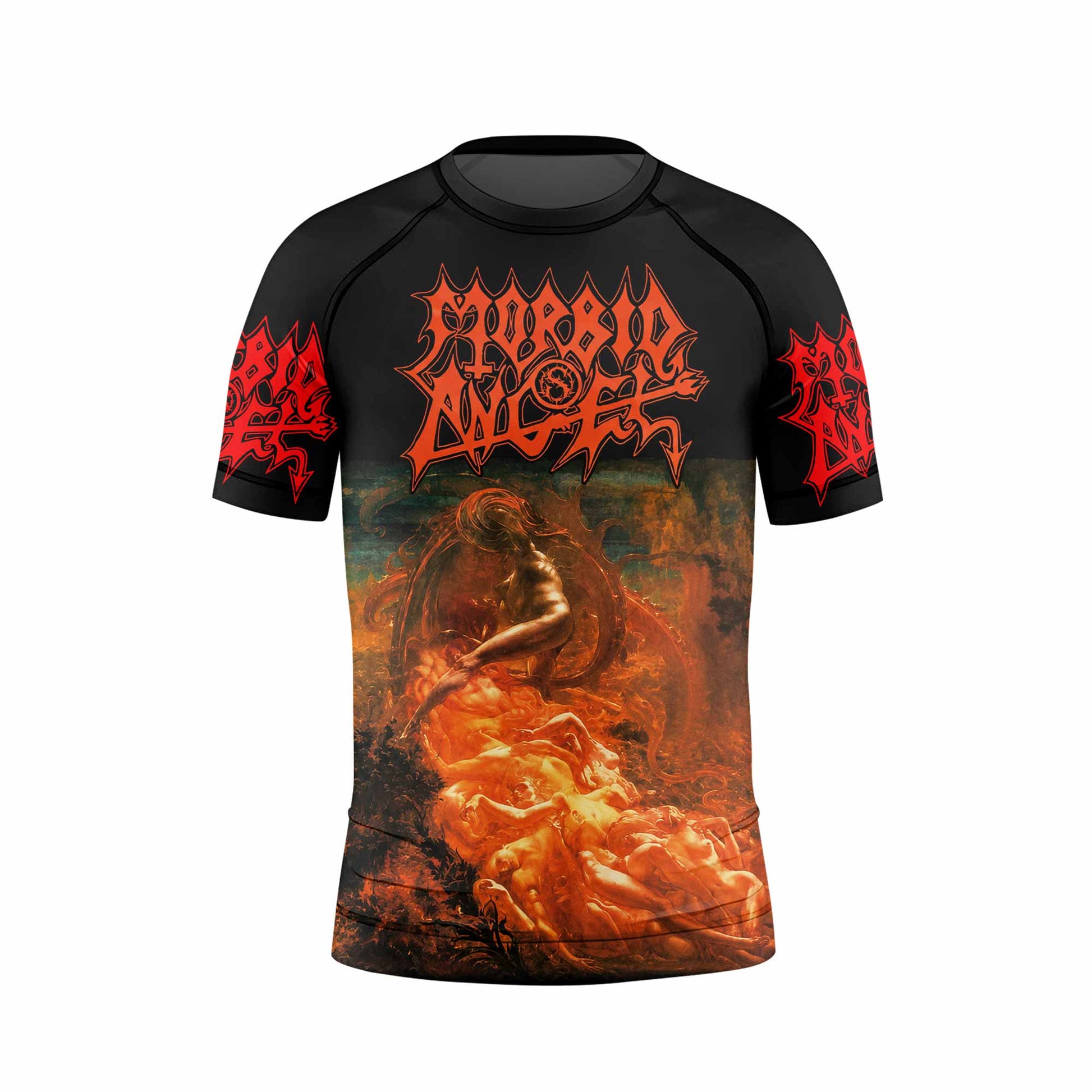 Morbid Angel Altars of Madness Kids Rash Guard Short Sleeve - front view mockup