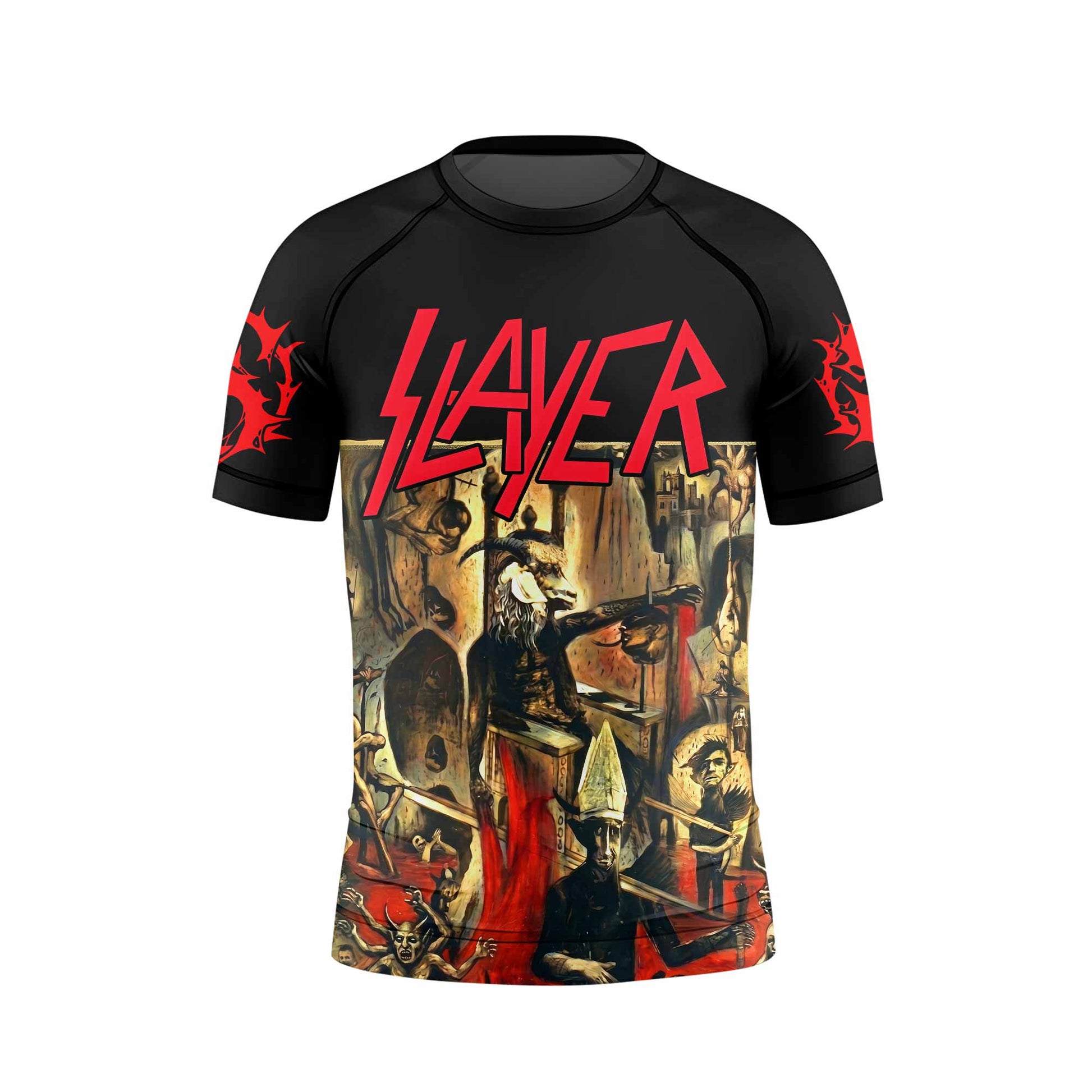 South of Heaven Slayer Kids Rash Guard Short Sleeve - front view mockup