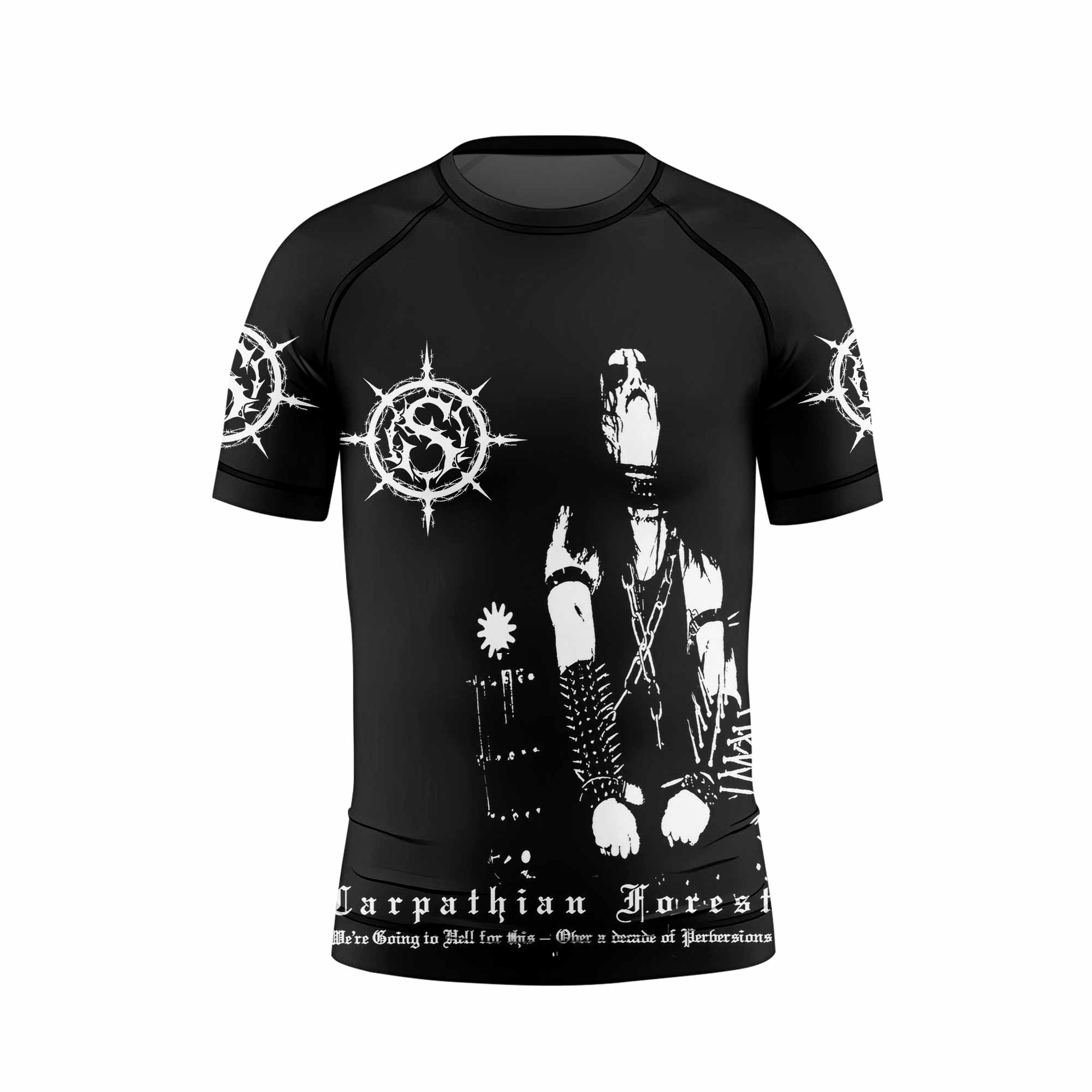Carpathian Forest We're Going to Hell for This Kids Rash Guard Short Sleeve - front view mockup