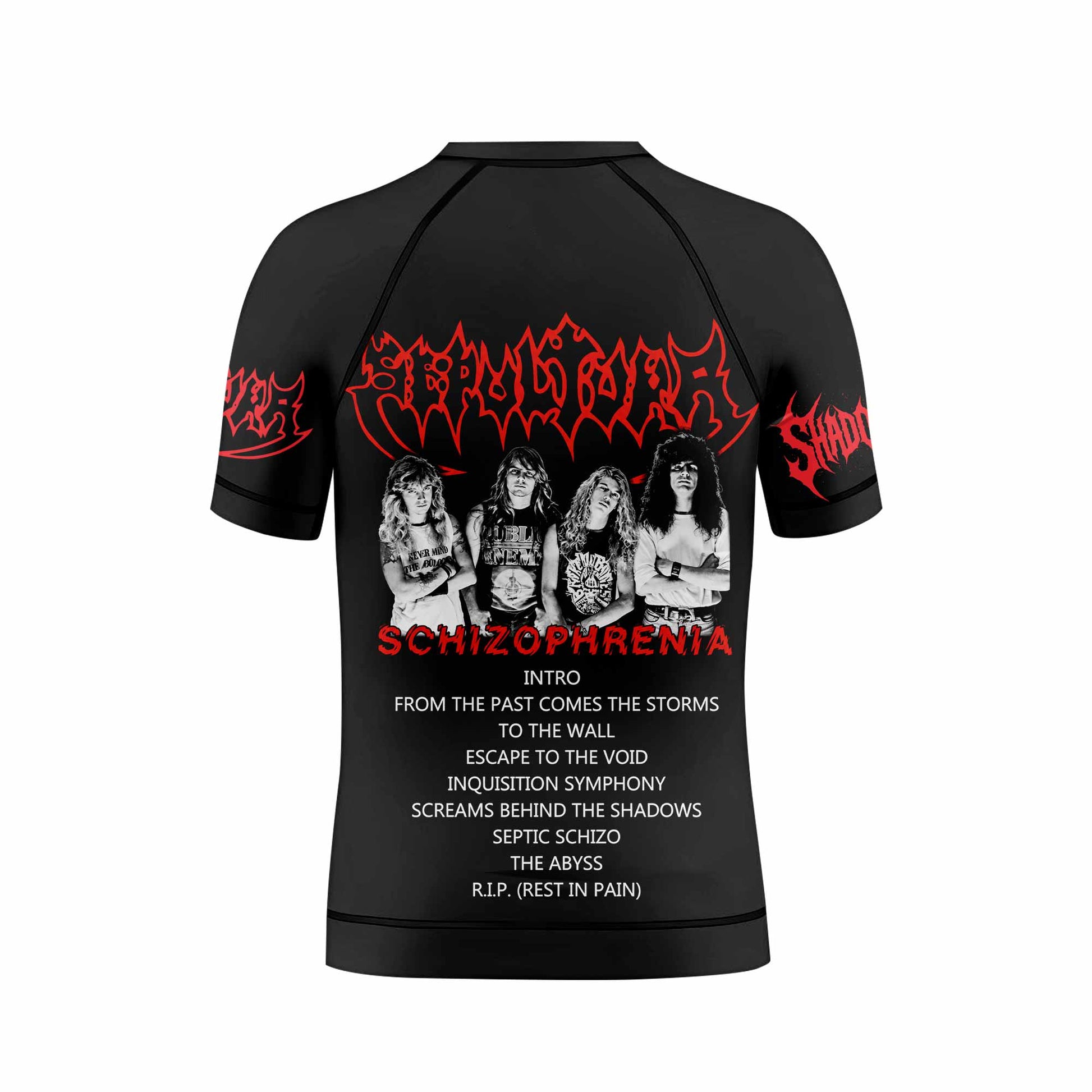 Sepultura Schizophrenia Kids Rash Guard Short Sleeve - back view mockup