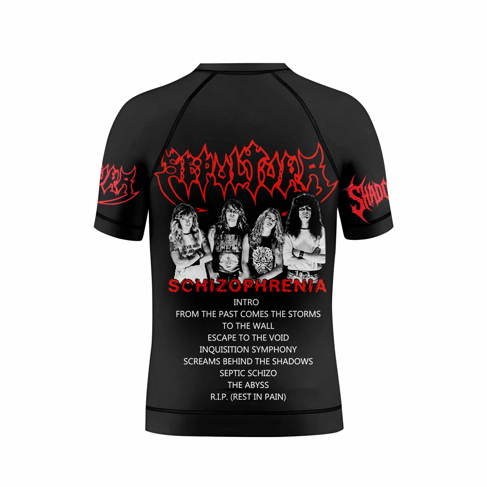 Sepultura Schizophrenia Kids Rash Guard Short Sleeve - back view mockup