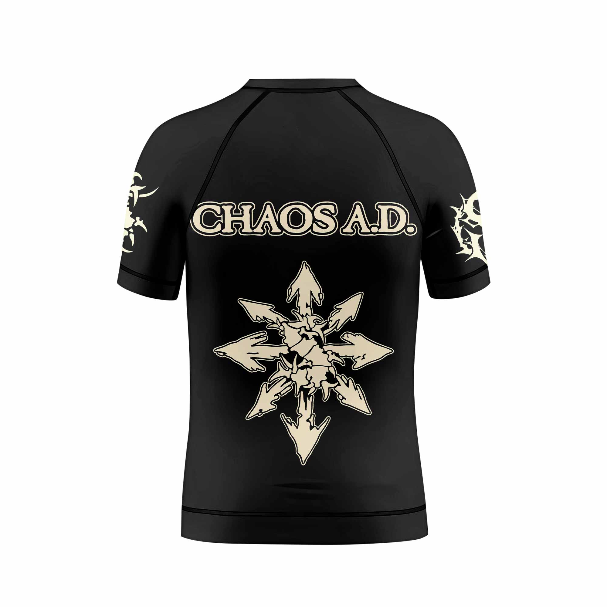 Chaos A.D. Sepultura Kids Rash Guard Short Sleeve - back view mockup