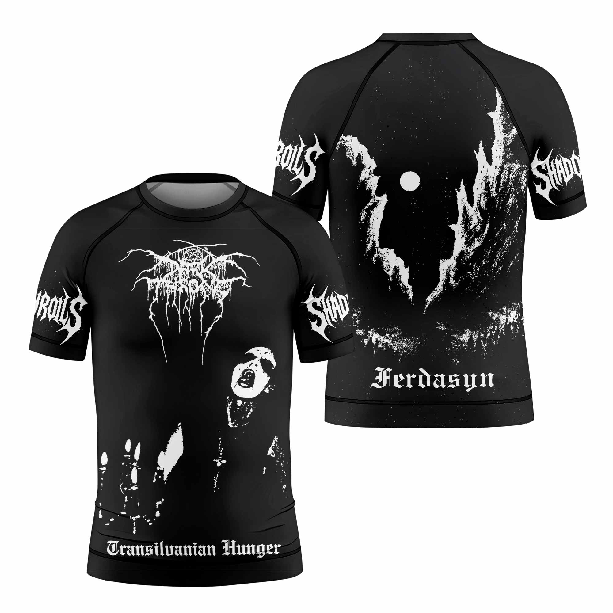Darkthrone Transilvanian Hunger Kids Rash Guard Short Sleeve - front and back view