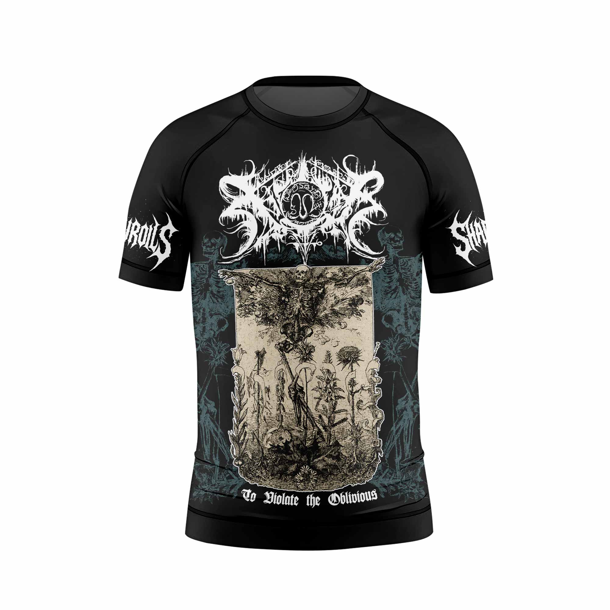 Xasthur To Violate the Oblivious Kids Rash Guard Short Sleeve - front view mockup