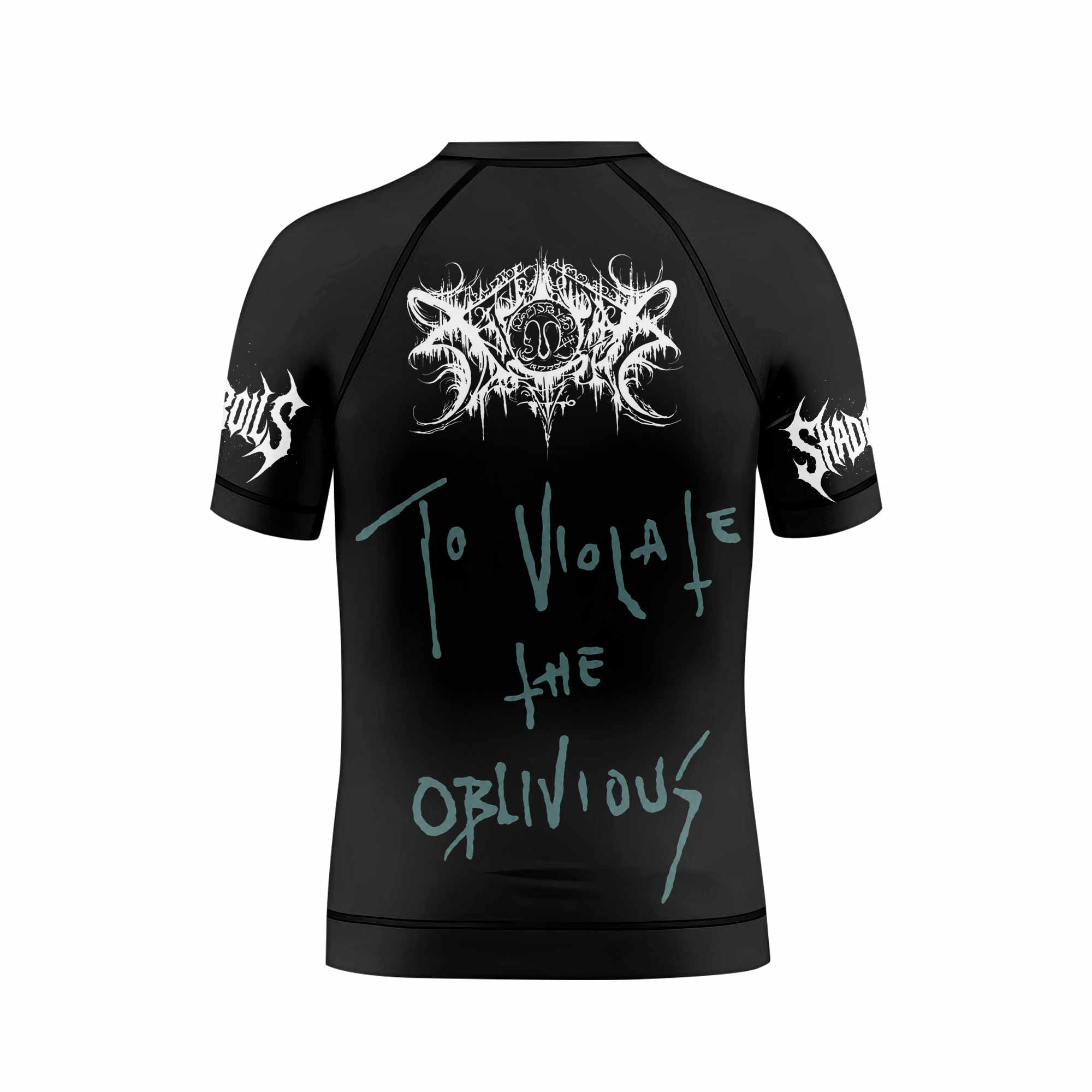 Xasthur To Violate the Oblivious Kids Rash Guard Short Sleeve - back view mockup