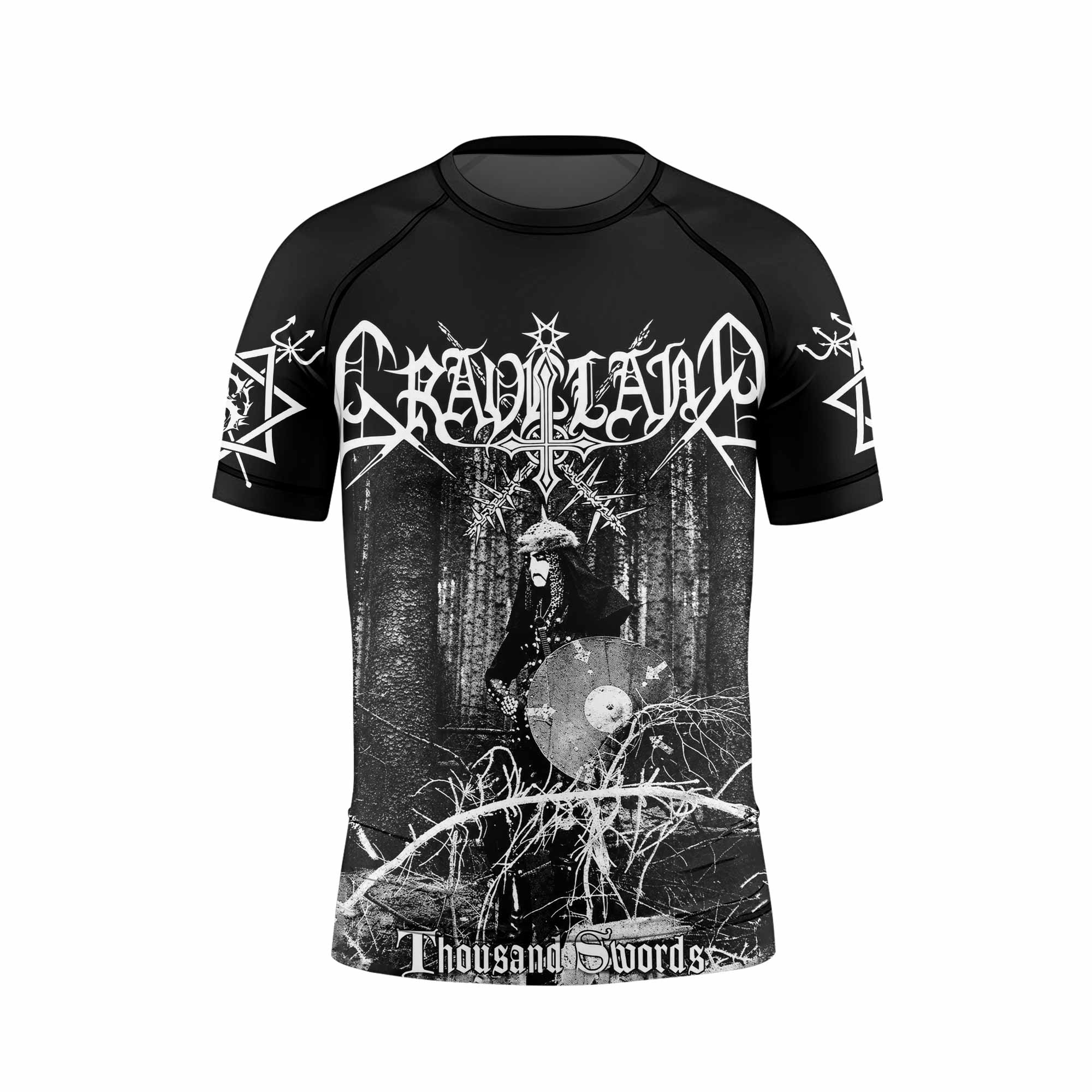 Graveland Thousand Swords Kids Rash Guard Short Sleeve - front view mockup