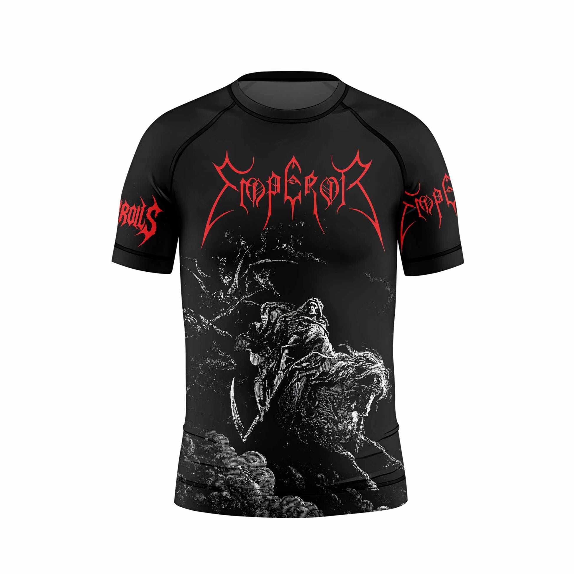 Emperor Wrath of the Tyrant Kids Rash Guard Short Sleeve - front view mockup