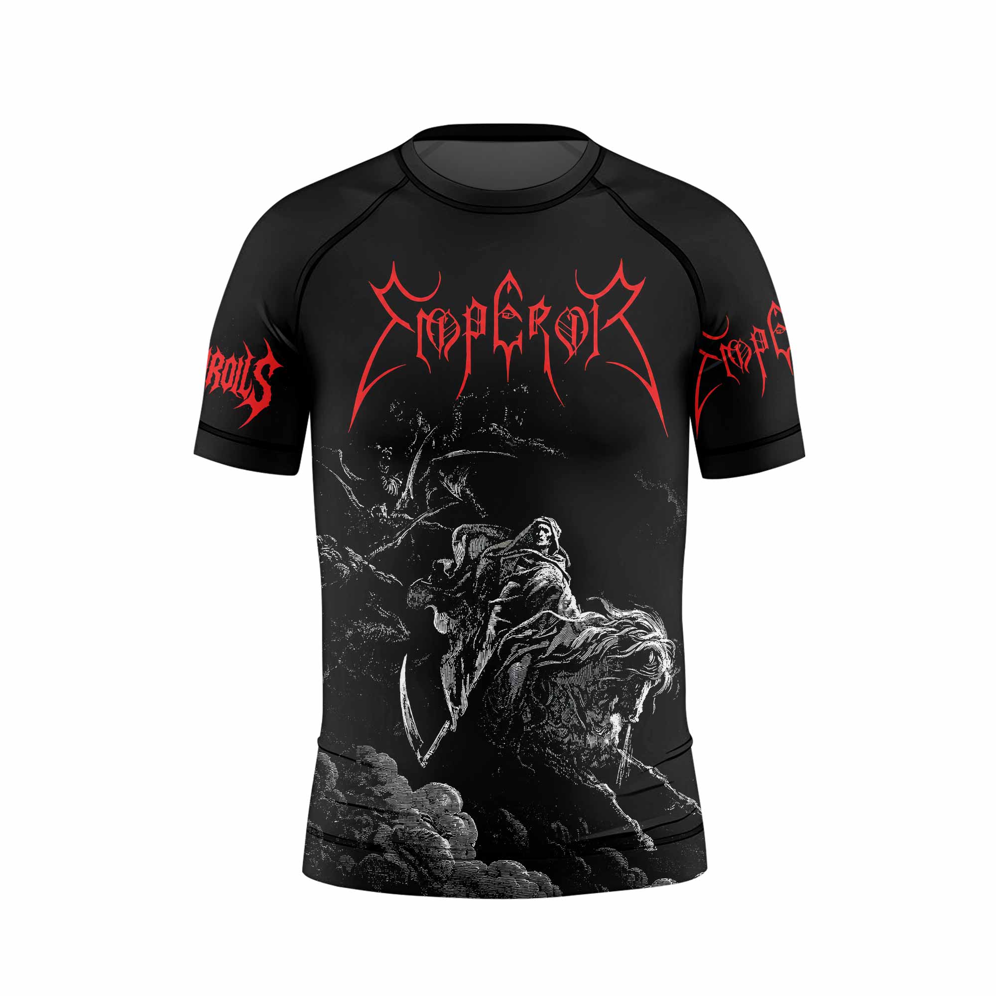 Emperor Wrath of the Tyrant Kids Rash Guard Short Sleeve - front view mockup