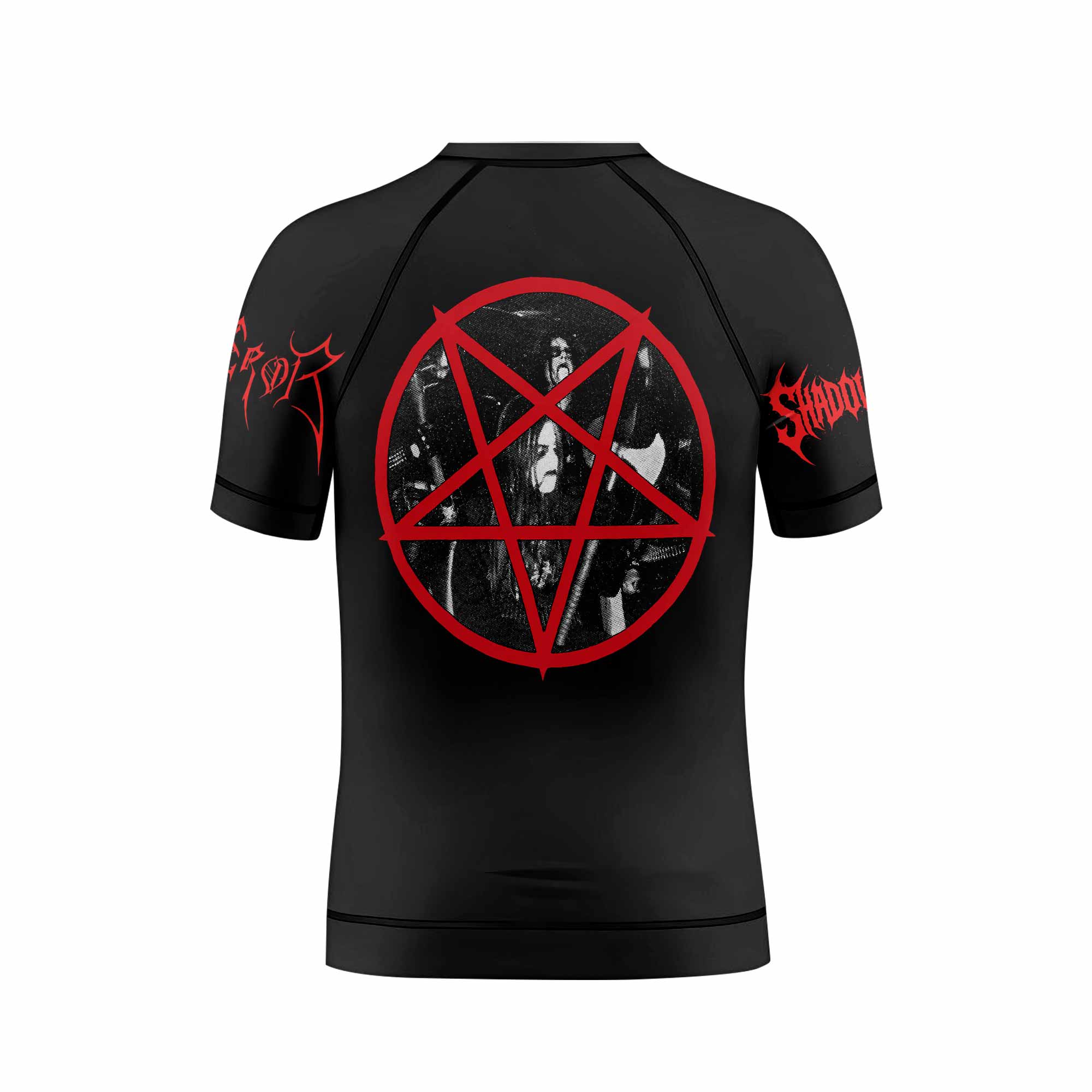 Emperor Wrath of the Tyrant Kids Rash Guard Short Sleeve - back view mockup