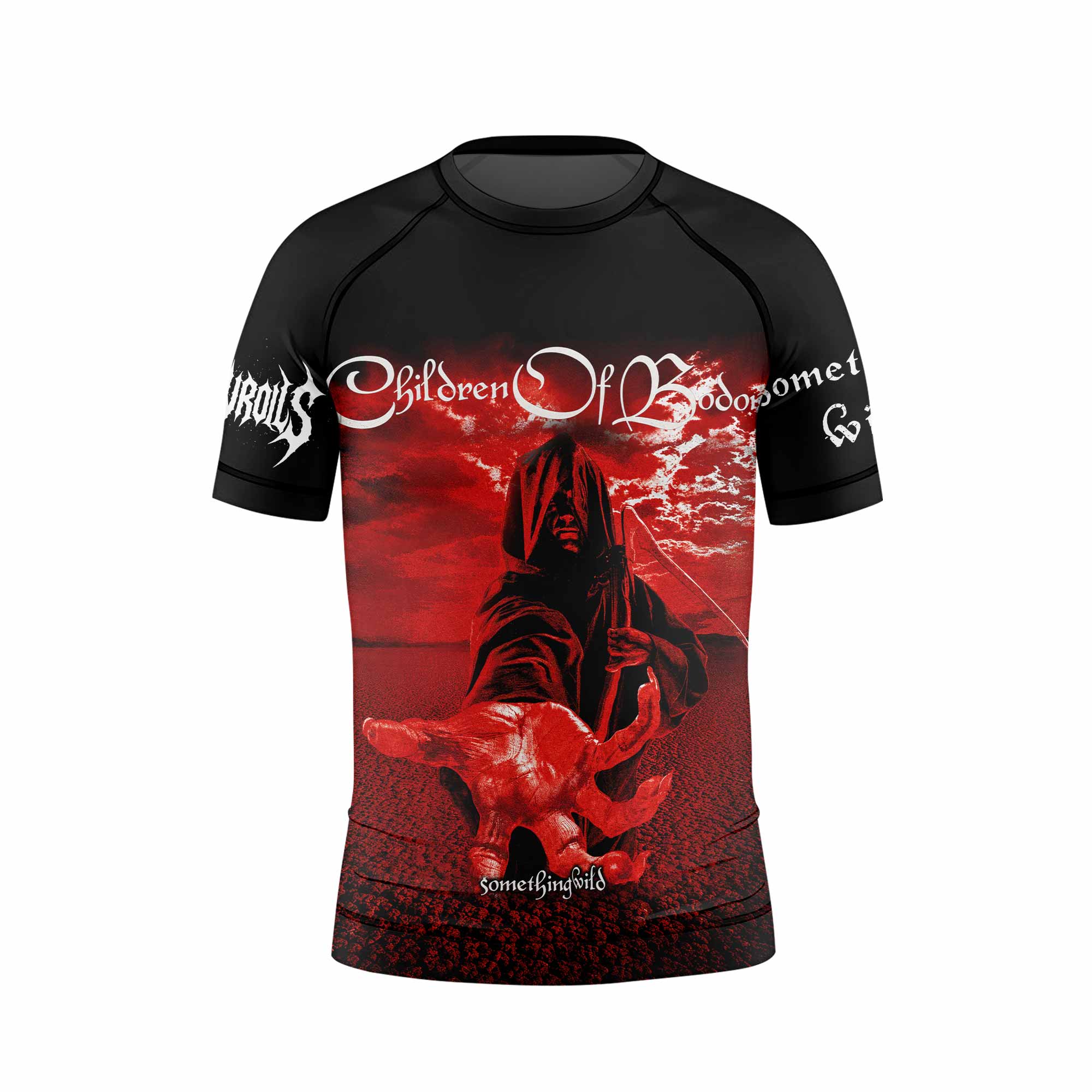 Children of Bodom Something Wild Kids Rash Guard Short Sleeve - front view mockup