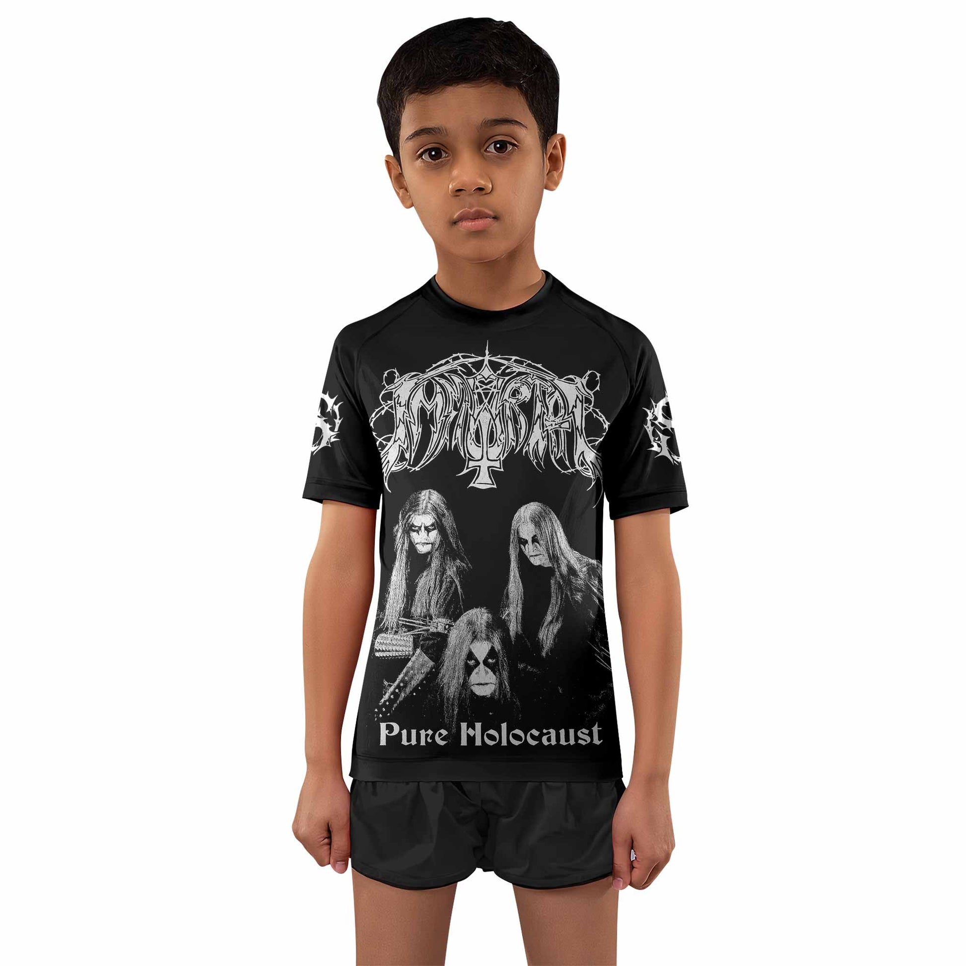 Immortal Pure Holocaust Kids Rash Guard Short Sleeve - boy's lifestyle view