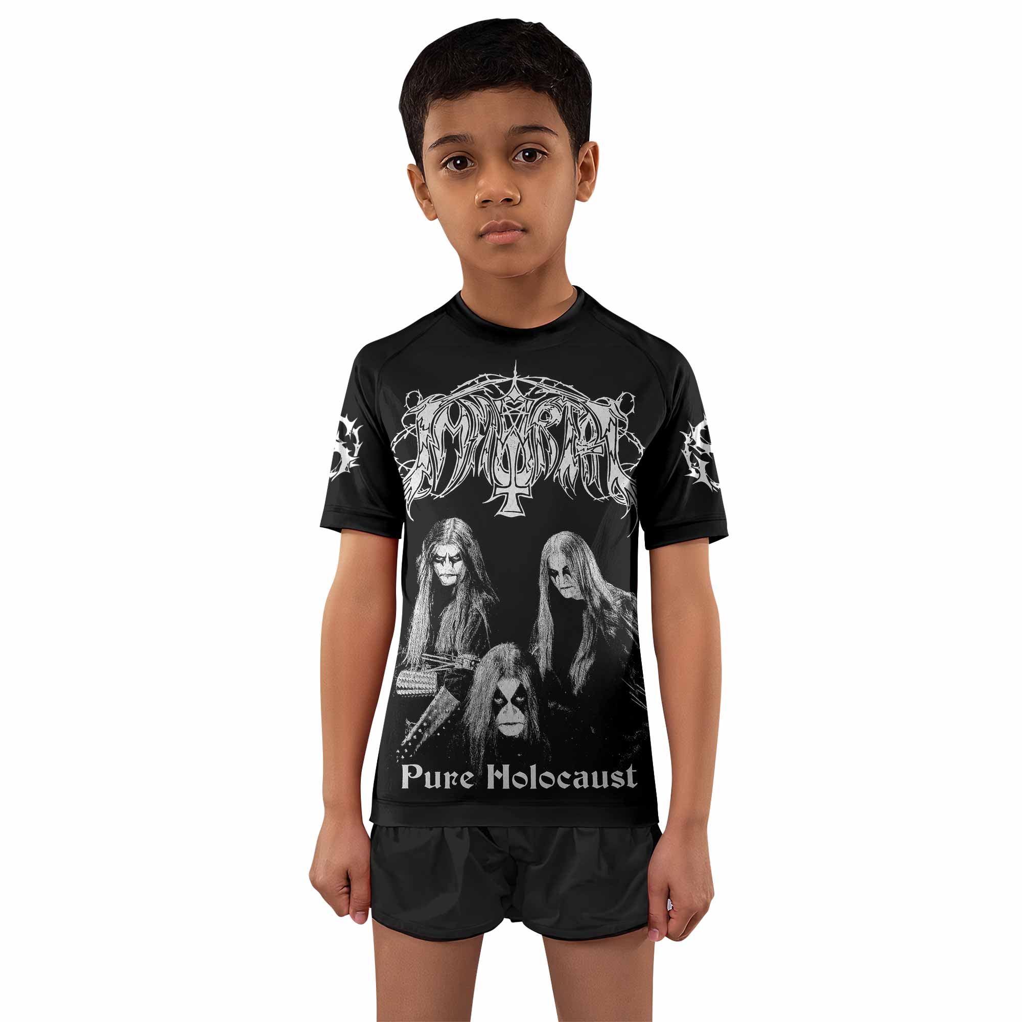 Immortal Pure Holocaust Kids Rash Guard Short Sleeve - boy's lifestyle view