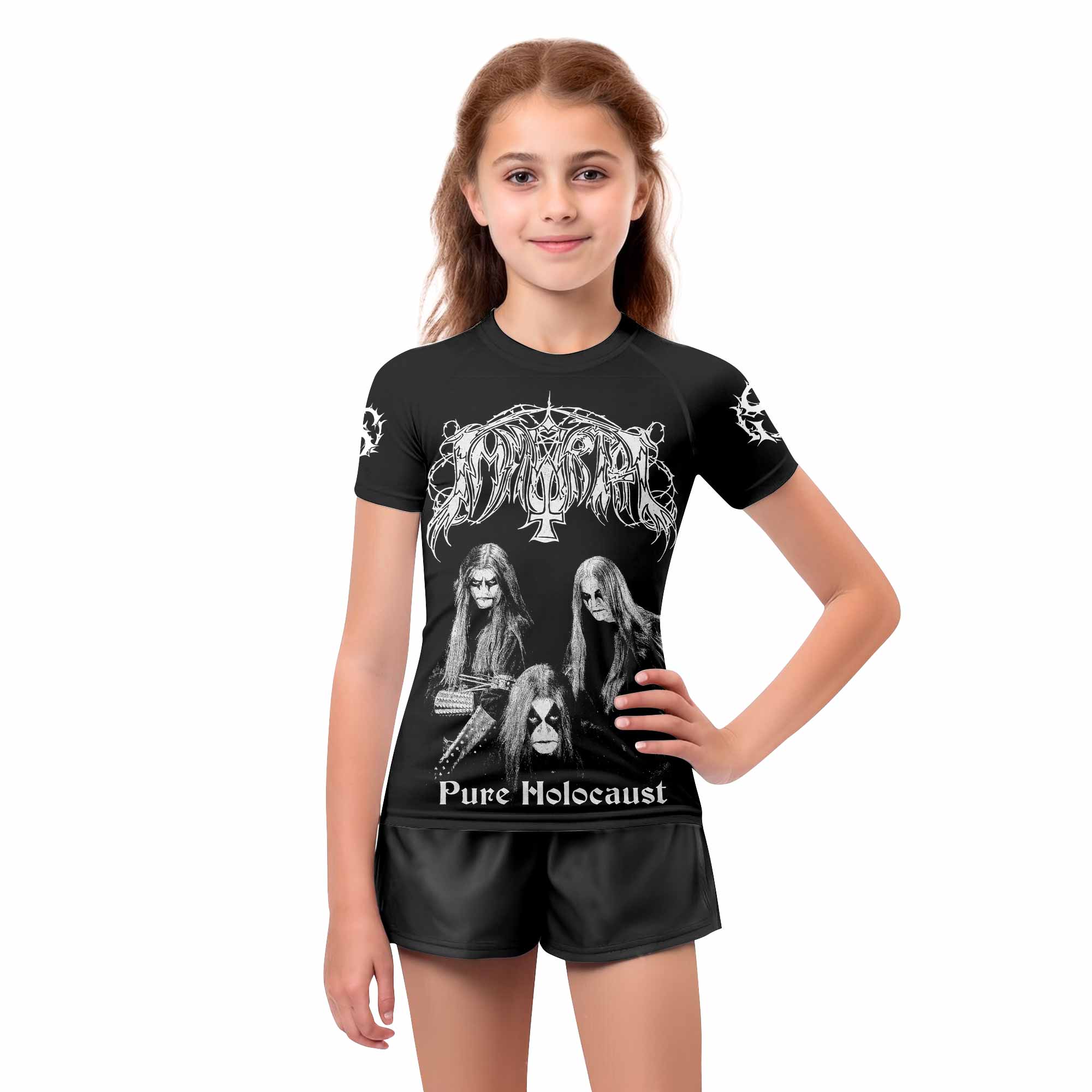 Immortal Pure Holocaust Kids Rash Guard Short Sleeve - girl's lifestyle view