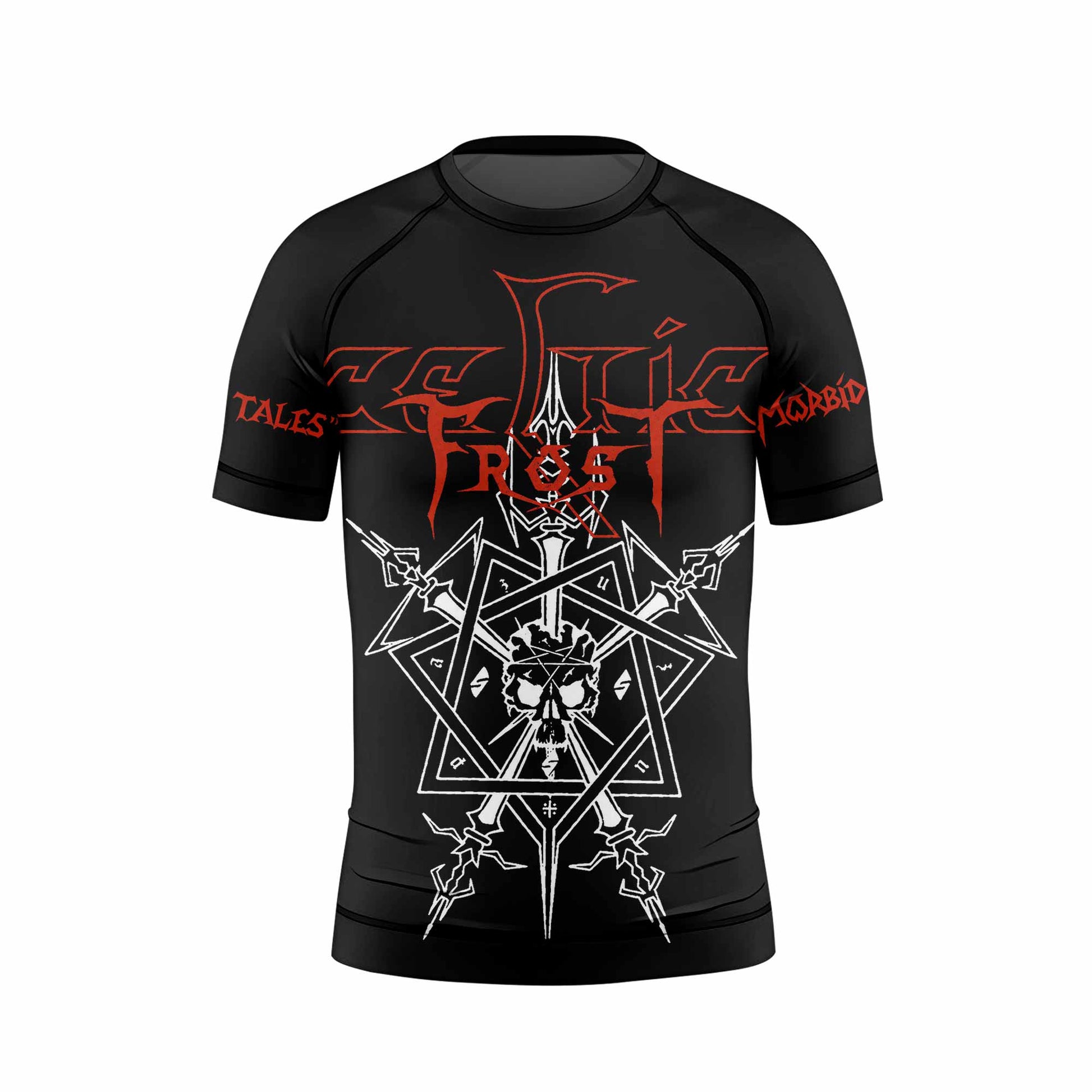 Celtic Frost Morbid Tales Sigil Kids Rash Guard Short Sleeve - front view mockup