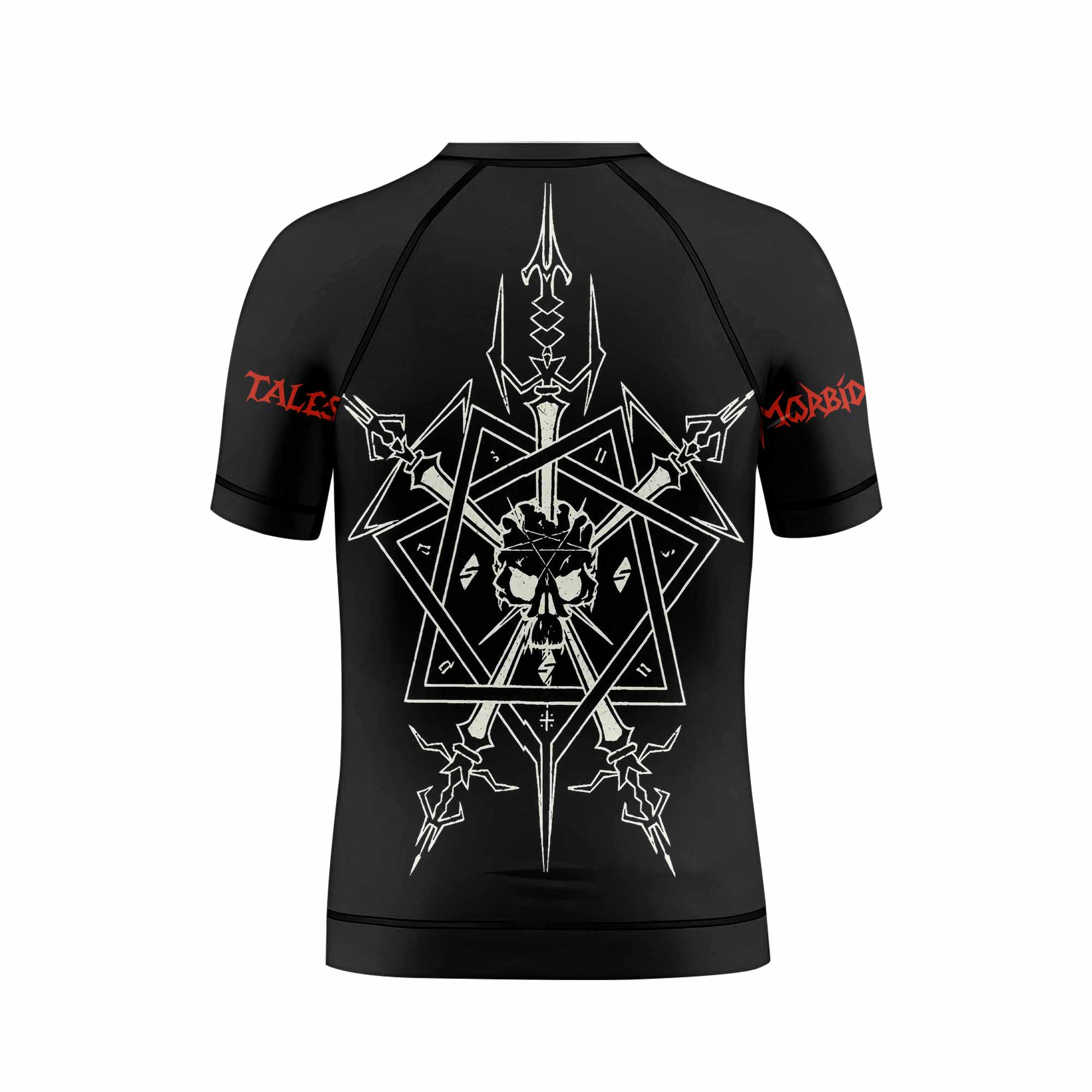Celtic Frost Morbid Tales Sigil Kids Rash Guard Short Sleeve - back view mockup