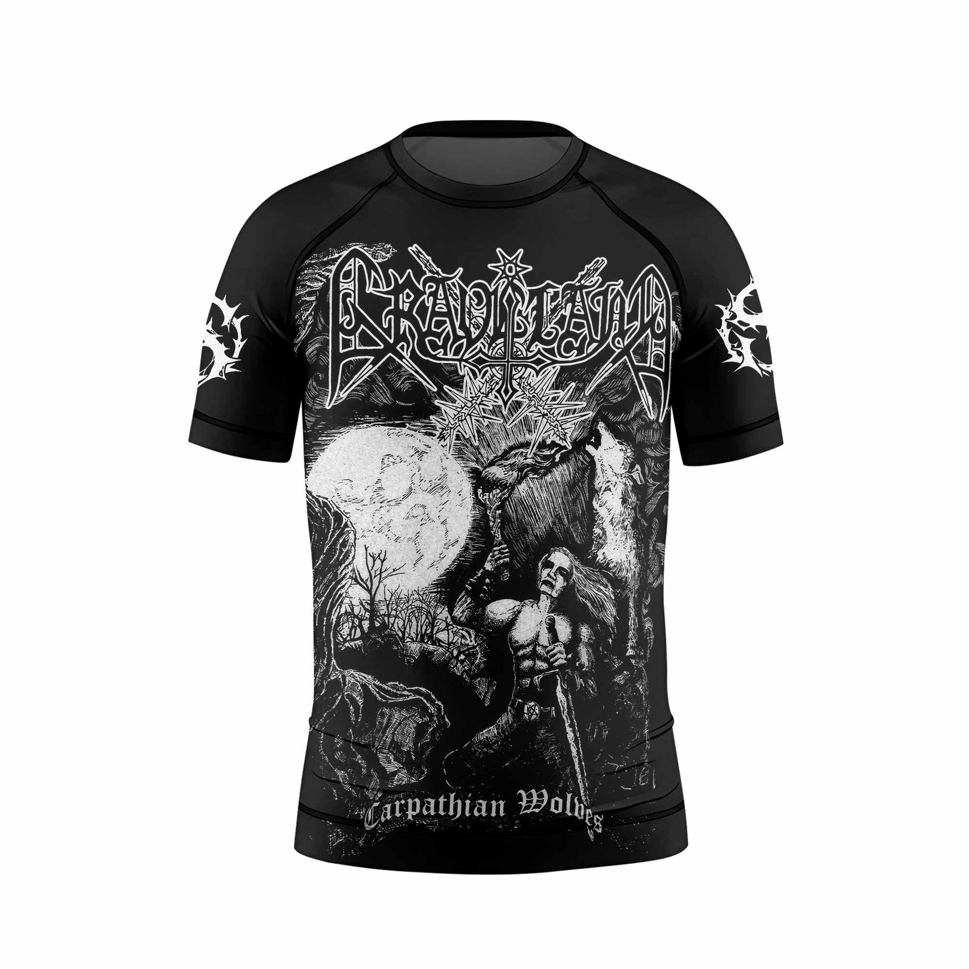 Graveland Carpathian Wolves Kids Rash Guard Short Sleeve - front view mockup