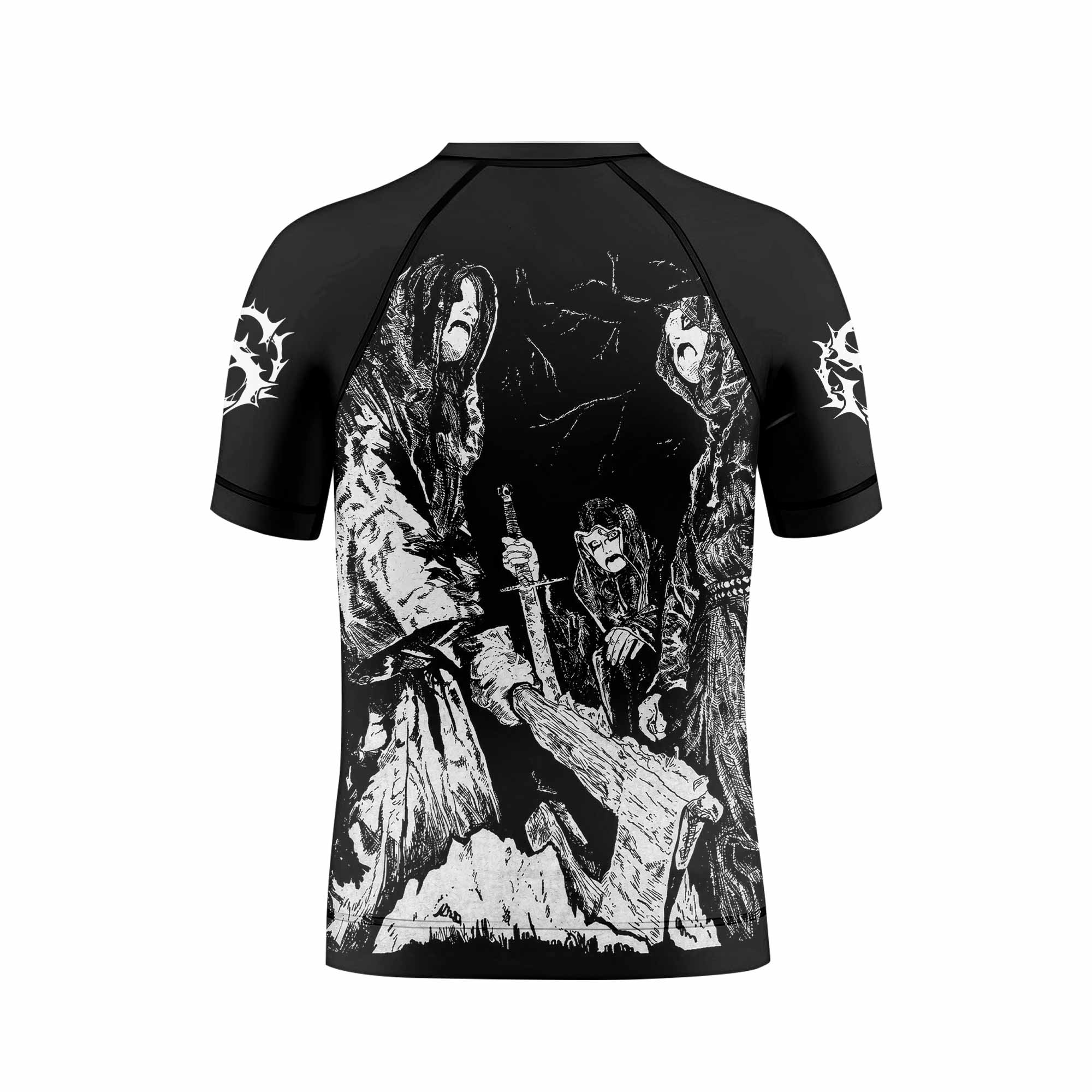 Graveland Carpathian Wolves Kids Rash Guard Short Sleeve - back view mockup