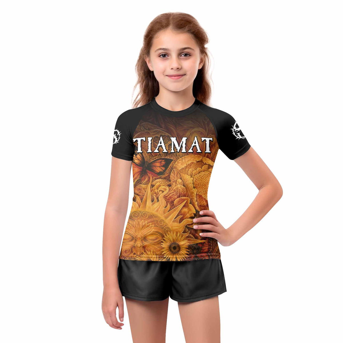 Tiamat Spiritual Sun Kids Rash Guard Short Sleeve - girl's lifestyle view