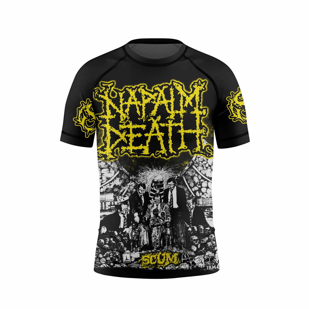 Napalm Death Scum Kids Rash Guard Short Sleeve - front view mockup