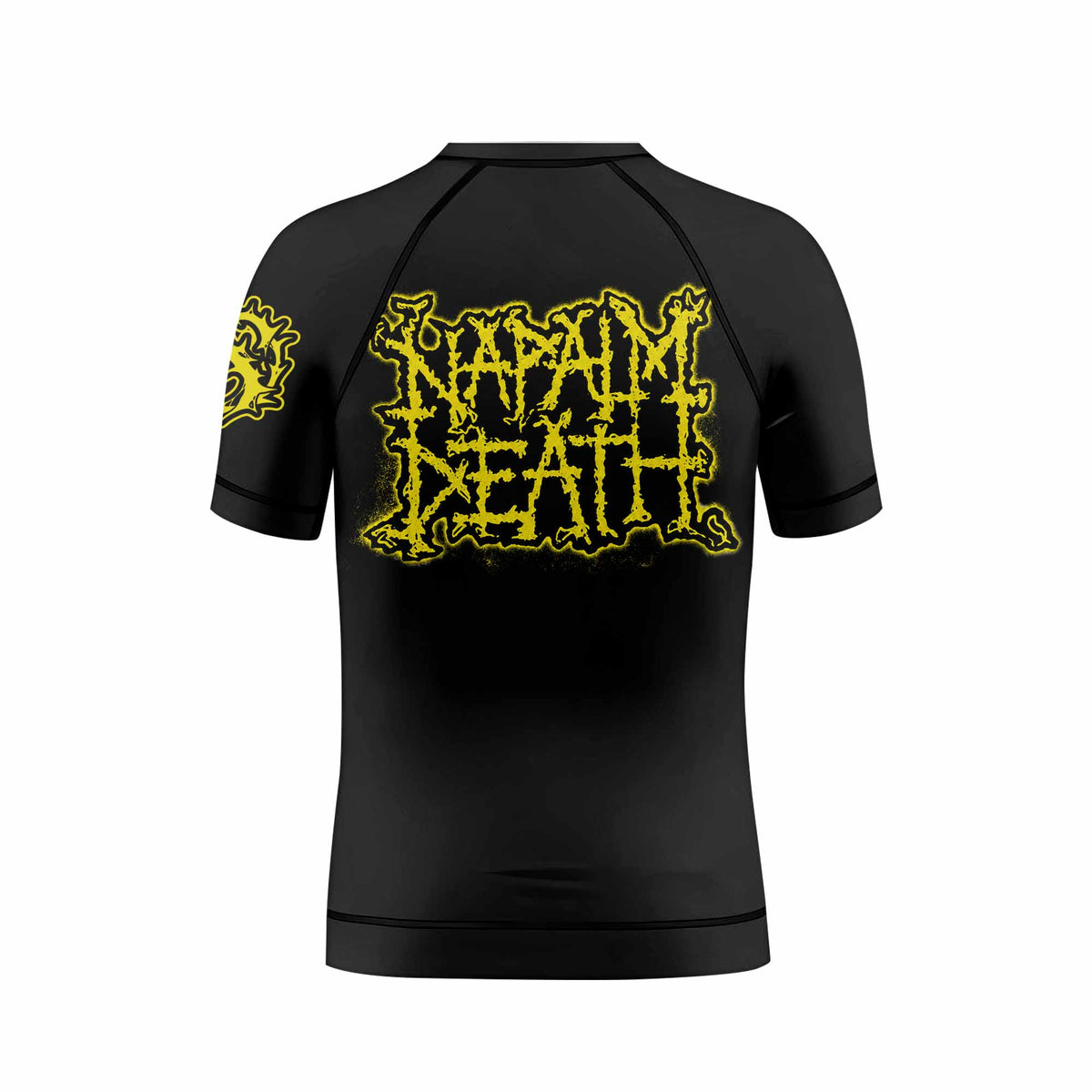 Napalm Death Scum Kids Rash Guard Short Sleeve - back view mockup