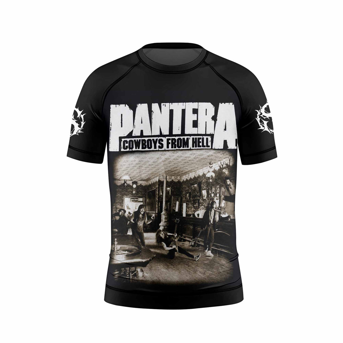 Cowboys from Hell Pantera Kids Rash Guard Short Sleeve - front view mockup