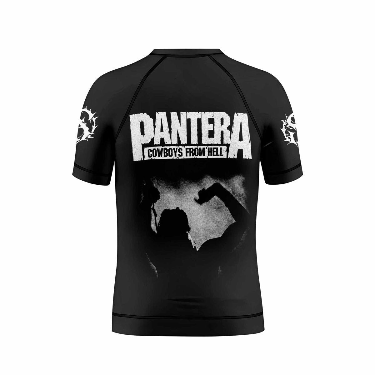 Cowboys from Hell Pantera Kids Rash Guard Short Sleeve - back view mockup