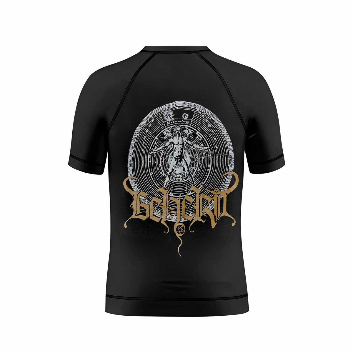 Beherit Drawing Down the Moon Kids Rash Guard Short Sleeve - back view mockup
