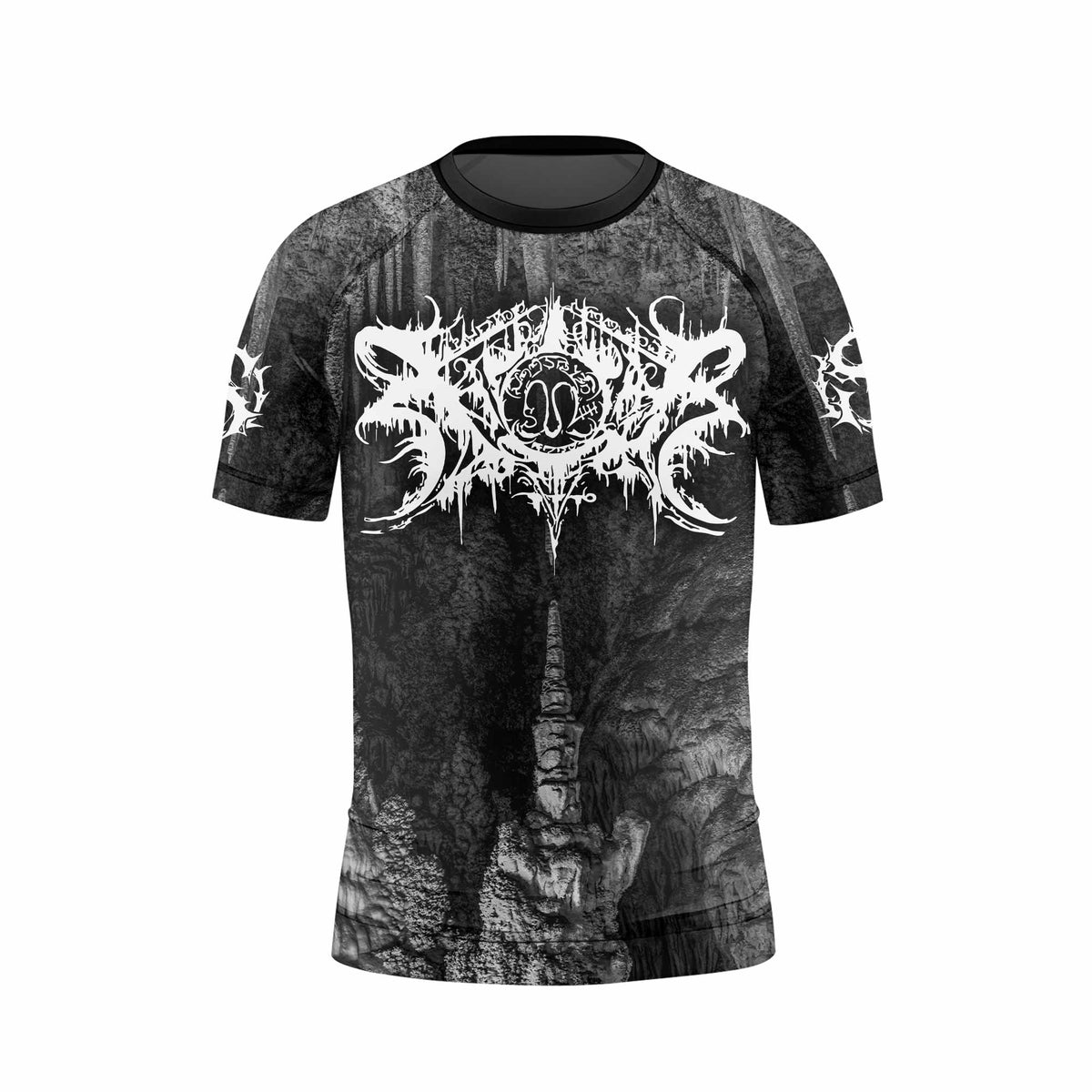 Xasthur Nocturnal Poisoning Kids Rash Guard Short Sleeve - front view mockup