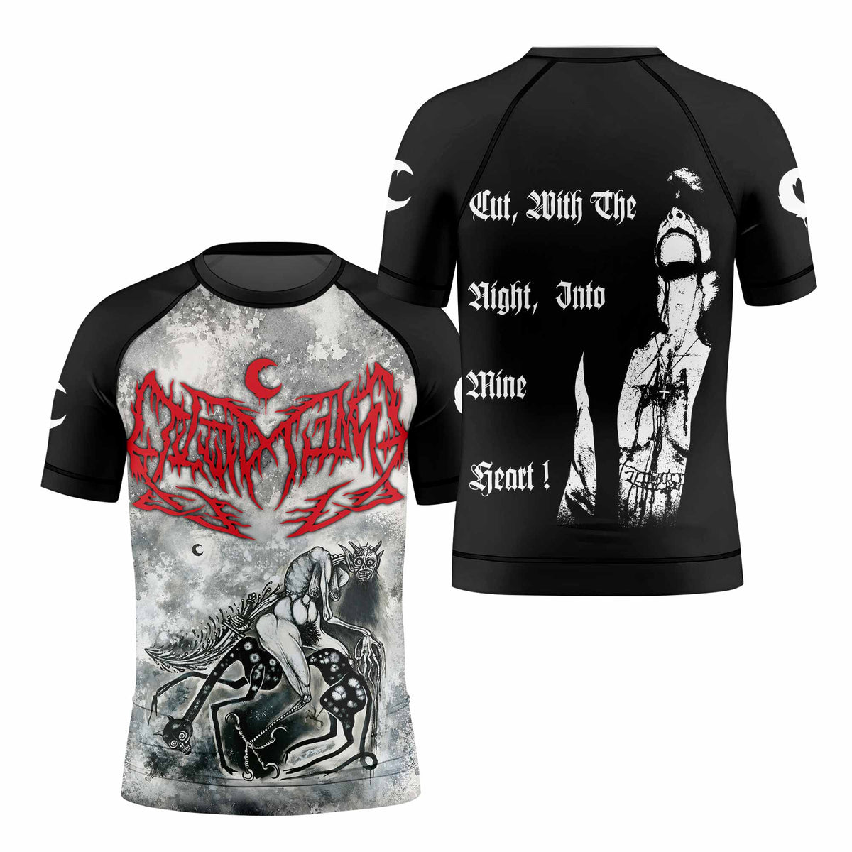Leviathan Tentacles of Whorror Kids Rash Guard Short Sleeve - front and back view