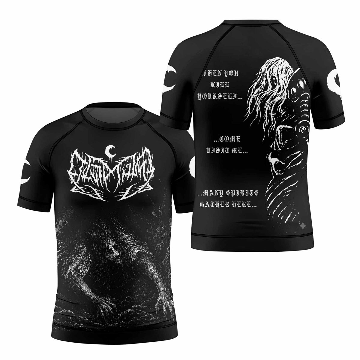 Leviathan Fucking Your Ghost In Chains of Ice Kids Rash Guard Short Sleeve - front and back view