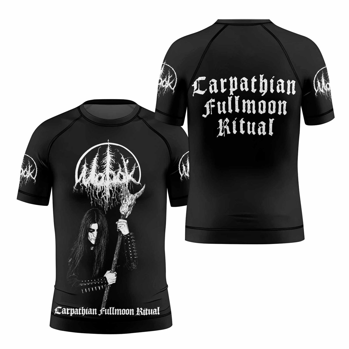 Morok Carpathian Fullmoon Ritual Kids Rash Guard Short Sleeve - front and back view