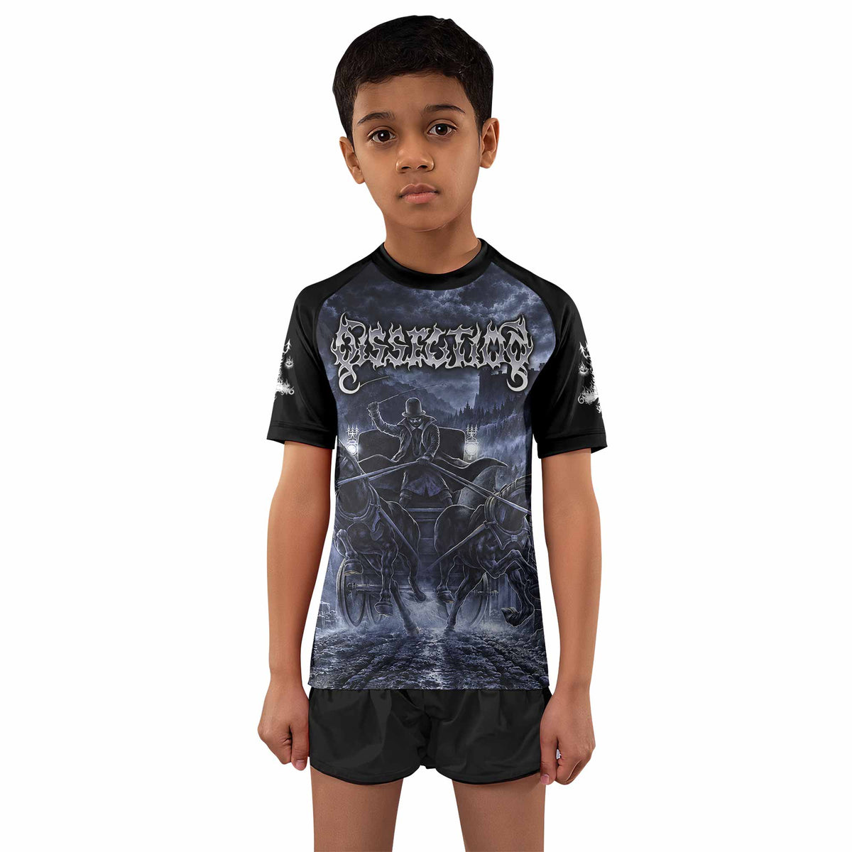 Dissection The Somberlain Kids Rash Guard Short Sleeve - boy's lifestyle view
