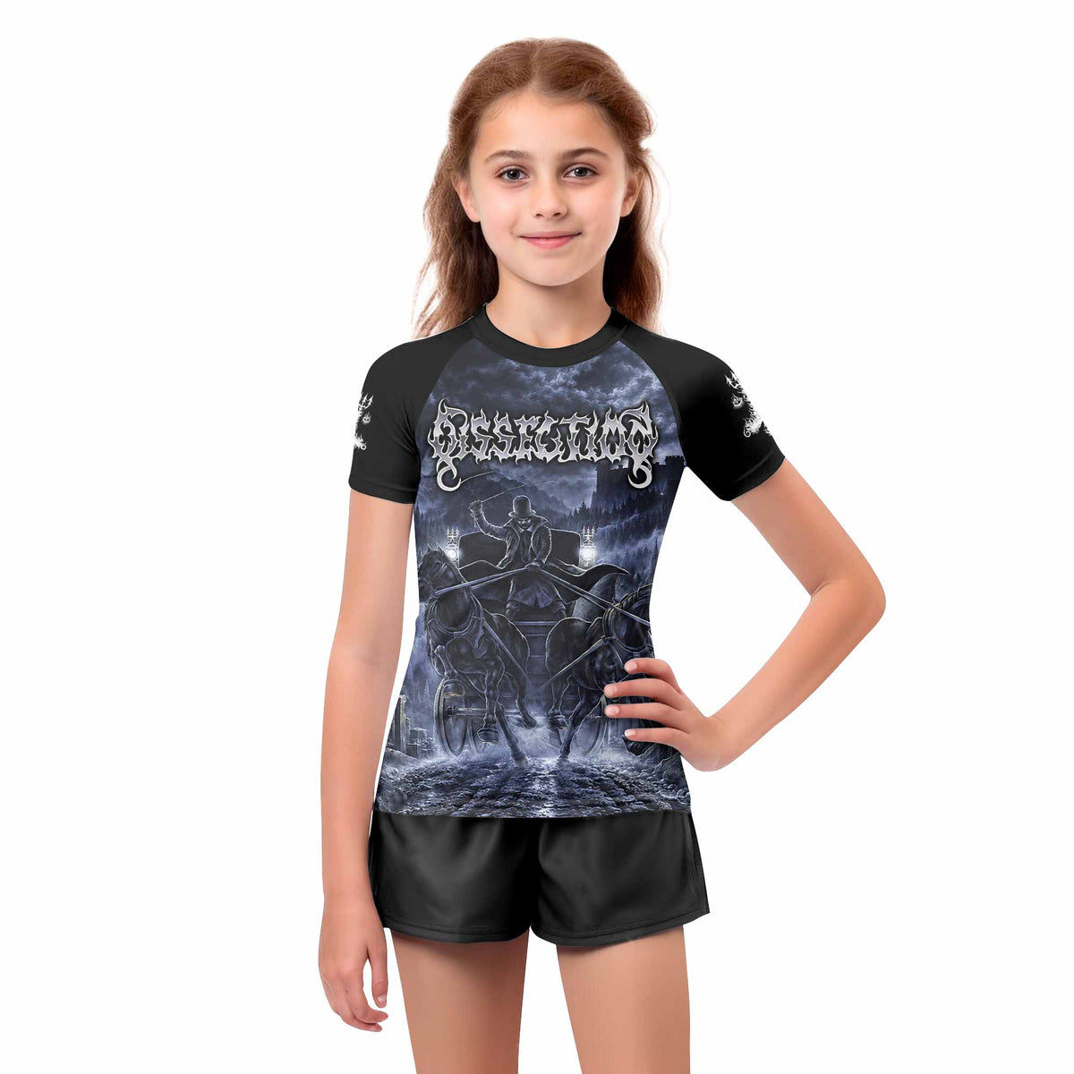 Dissection The Somberlain Kids Rash Guard Short Sleeve - girl's lifestyle view