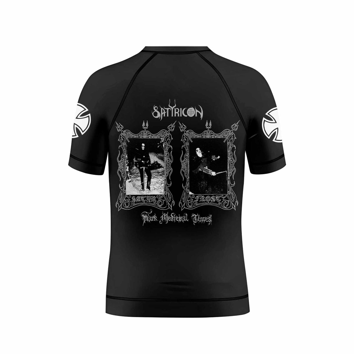 Satyricon Dark Medieval Times Kids Rash Guard Short Sleeve - back view mockup