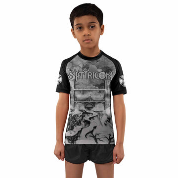 Satyricon Dark Medieval Times Kids Rash Guard Short Sleeve - boy's lifestyle view