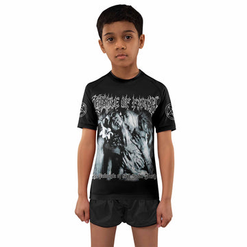 Cradle of Filth The Principle of Evil Made Flesh Kids Rash Guard Short Sleeve - boy's lifestyle view