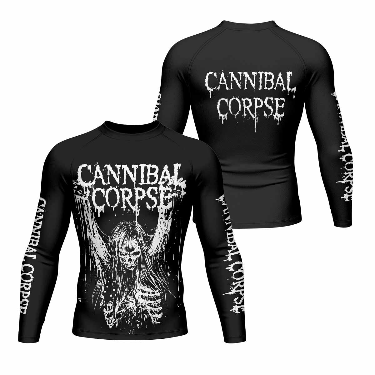 Cannibal Corpse Men's Rash Guard Long Sleeve - front and back view