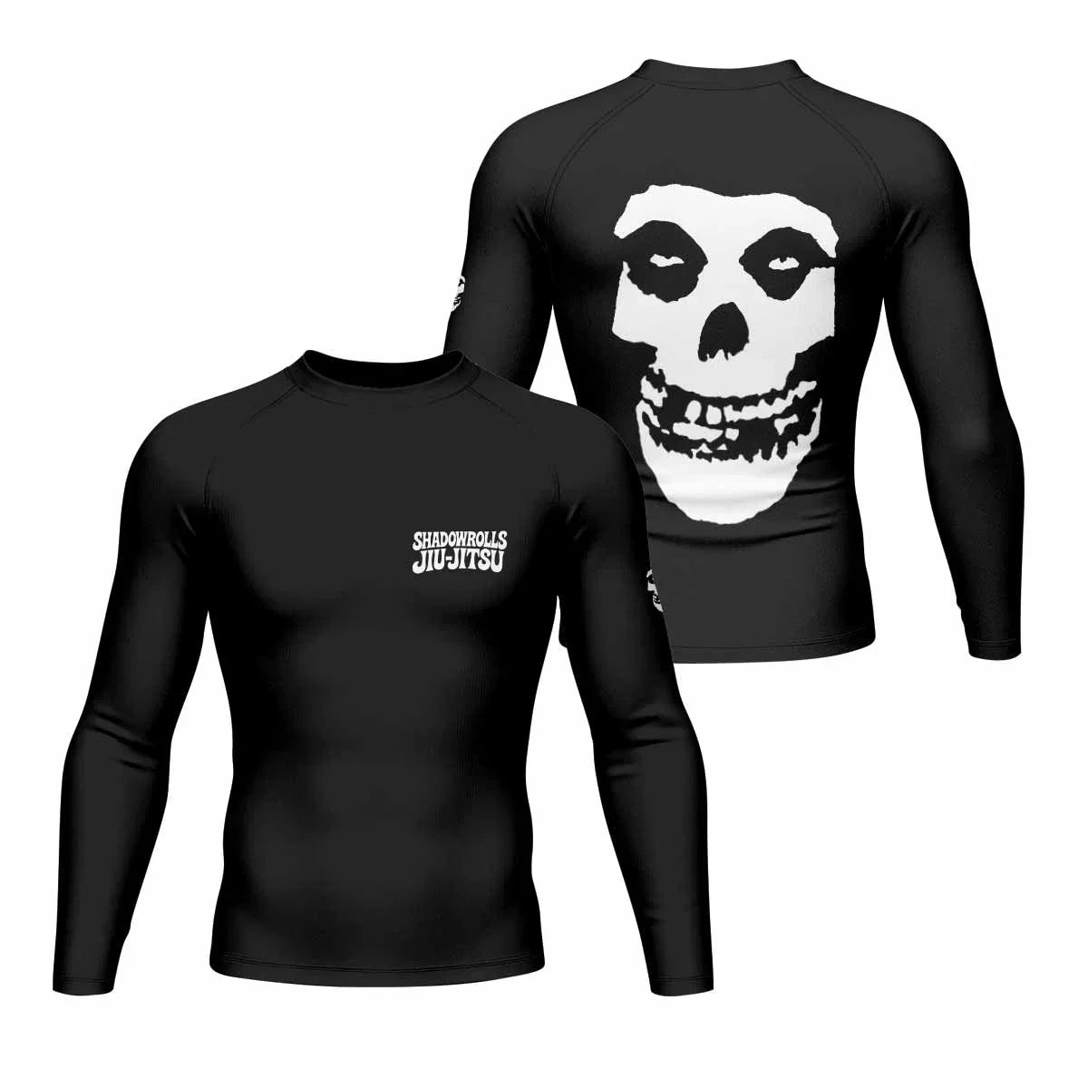 Skull Jiu-Jitsu Men's Rash Guard Long Sleeve - front and back view