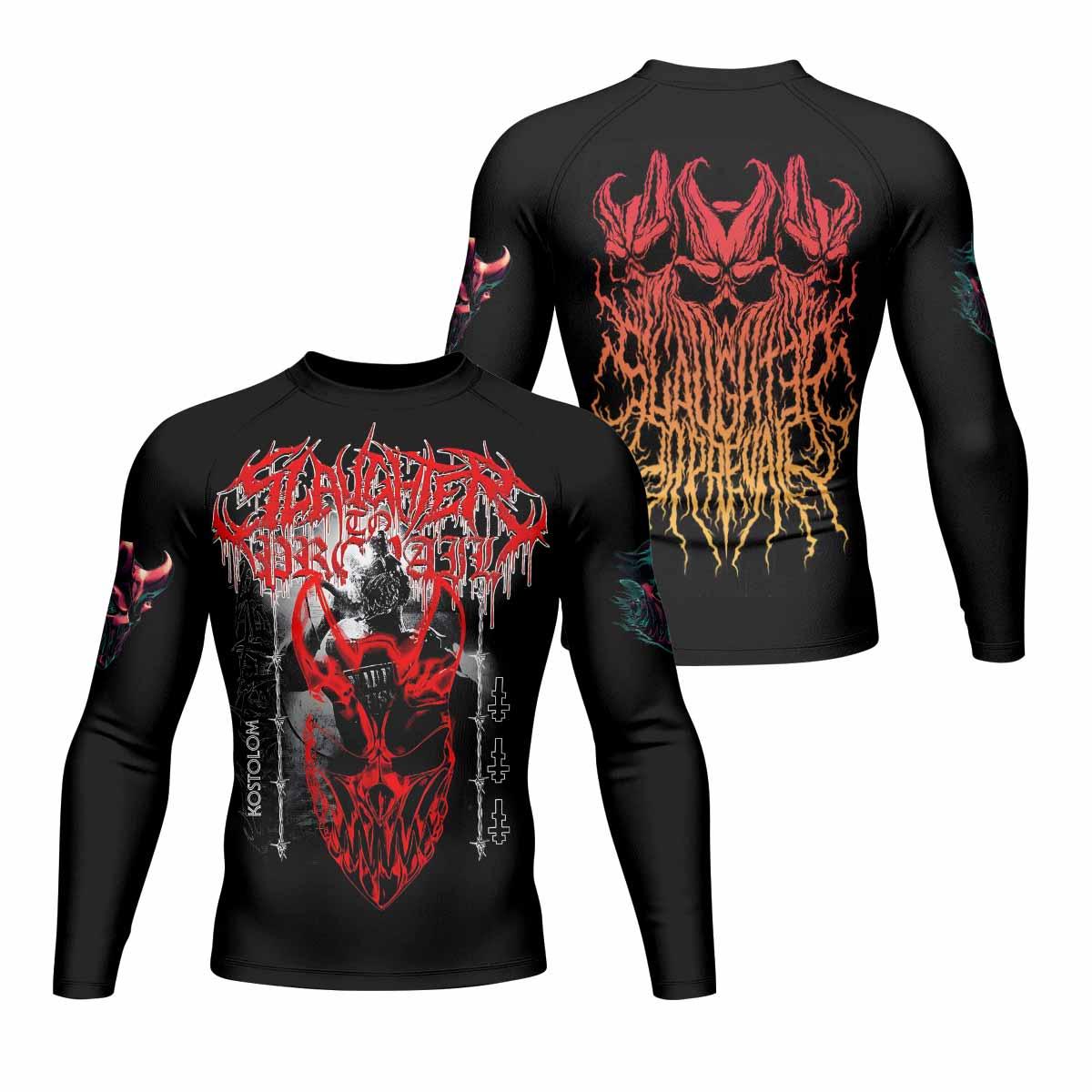 Kostolom Men's Rash Guard Long Sleeve - front and back view