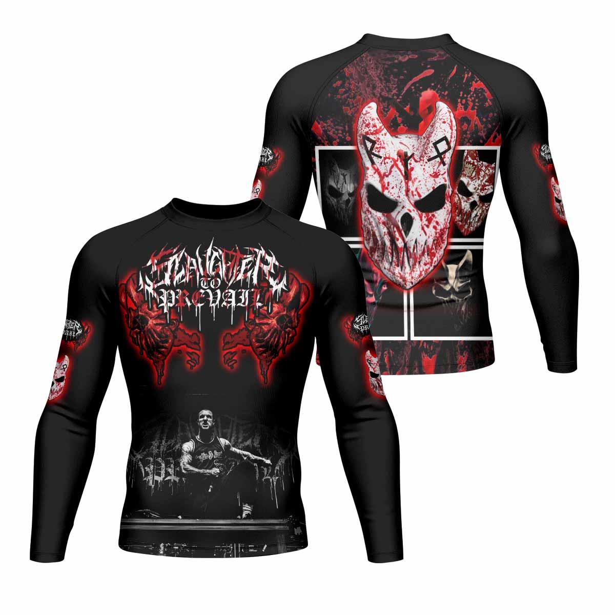 Slaughter to Prevail Men's Rash Guard Long Sleeve - front and back view