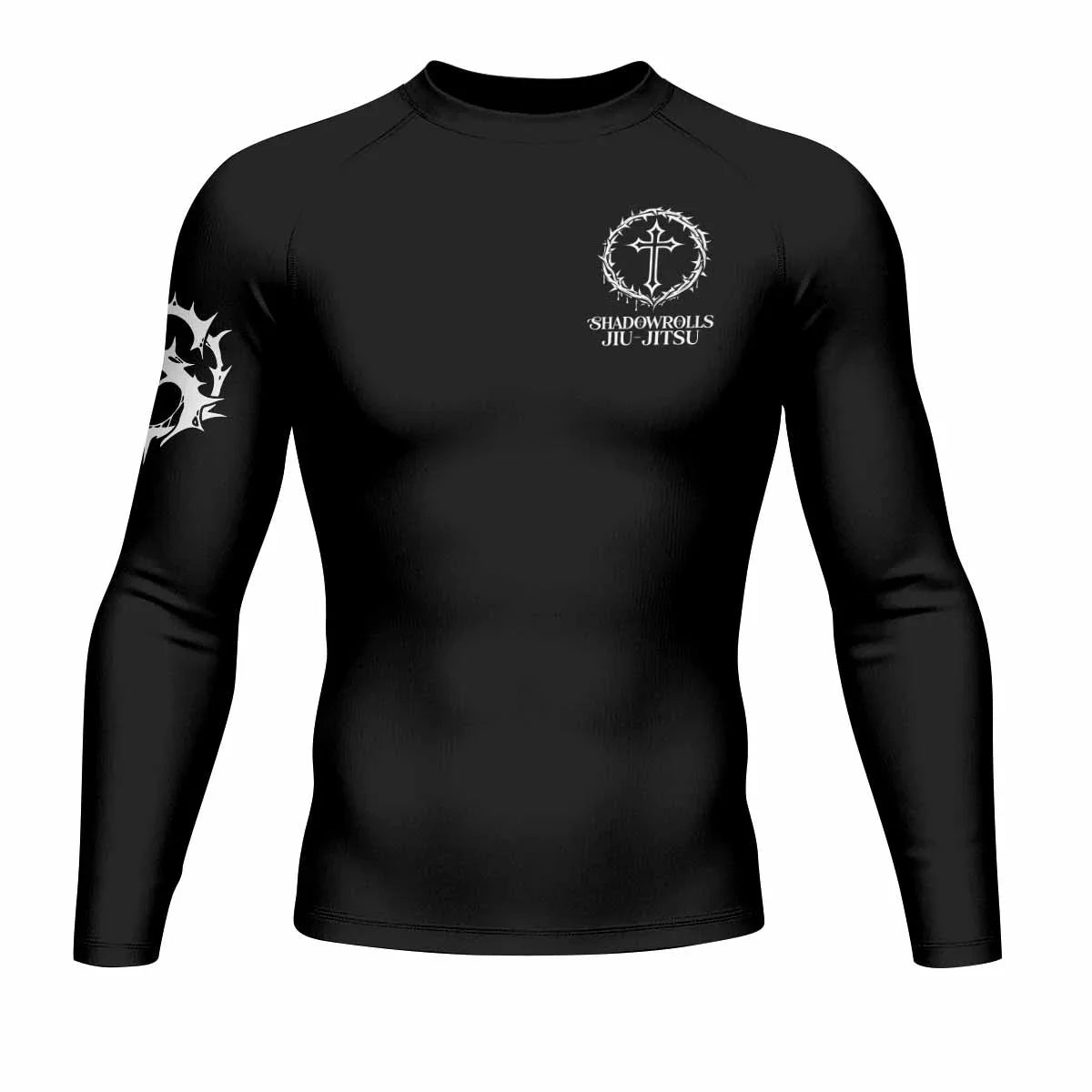 Crucified Silence Men's Rash Guard Long Sleeve - front view mockup