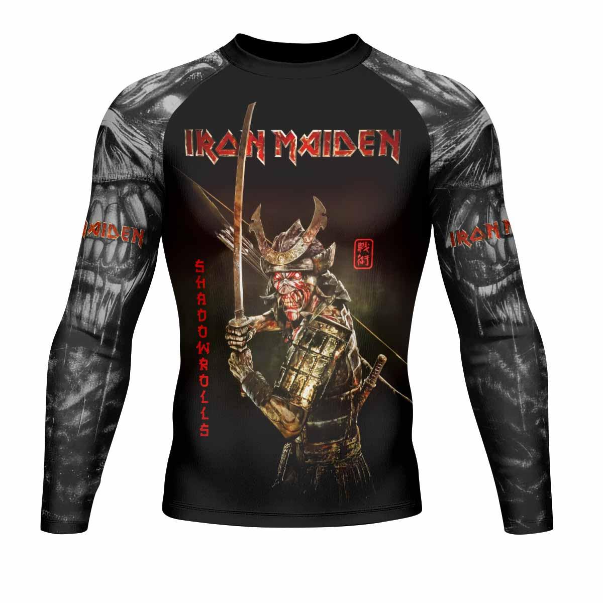 Iron Maiden Samurai Men's Rash Guard Long Sleeve - front view mockup