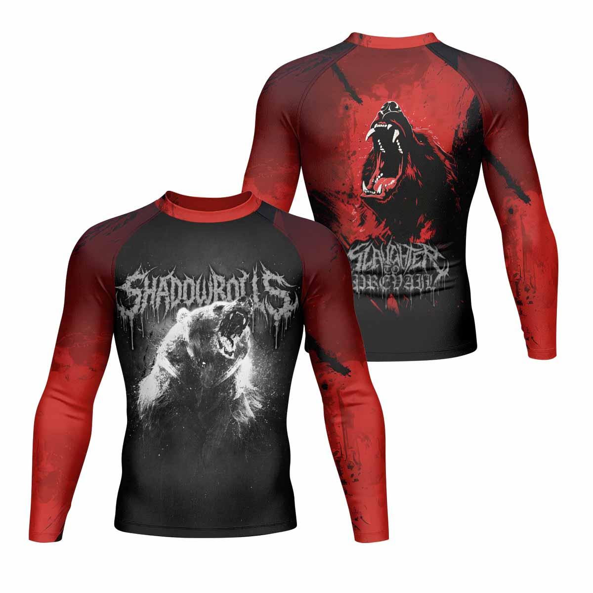 Slaughter to Prevail Bear Men's Rash Guard Long Sleeve - front and back view