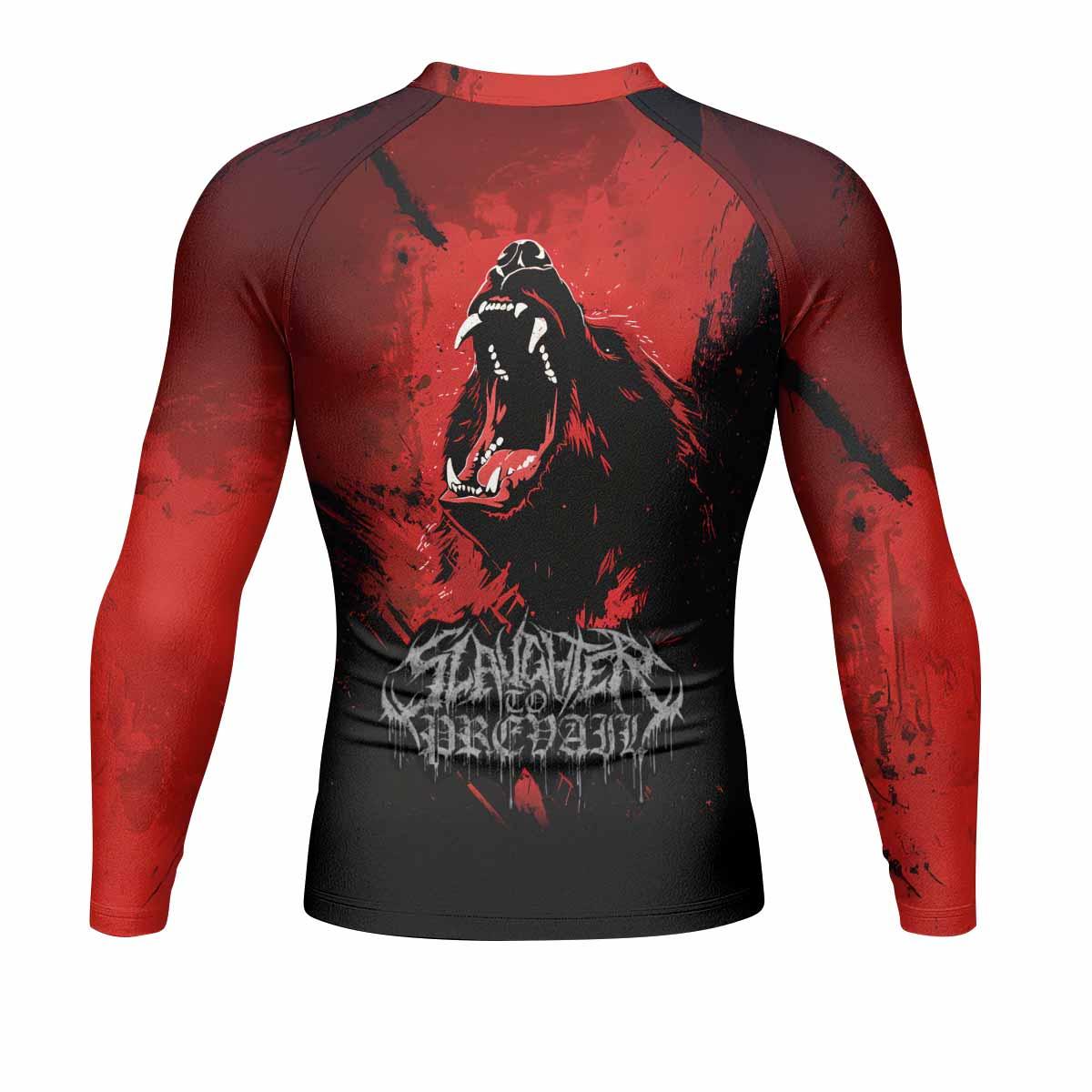 Slaughter to Prevail Bear Men's Rash Guard Long Sleeve - back view mockup