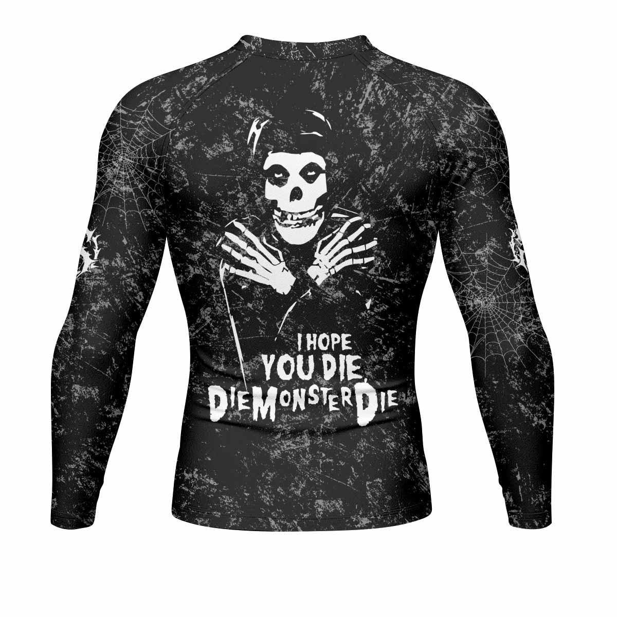 Misfits Die Monster Die Men's Rash Guard Long Sleeve - back view mockup