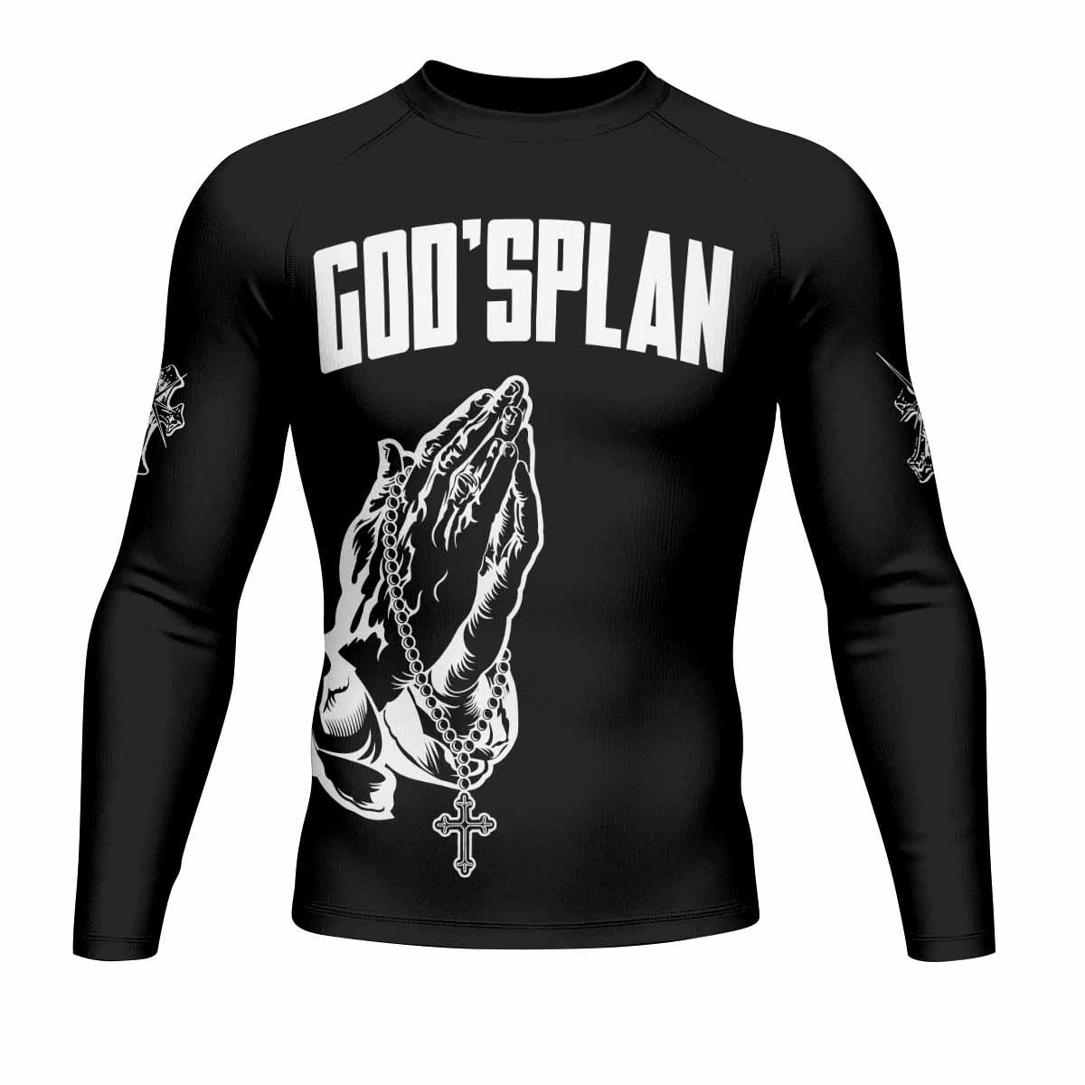 God's Plan Men's Rash Guard Long Sleeve - front view mockup