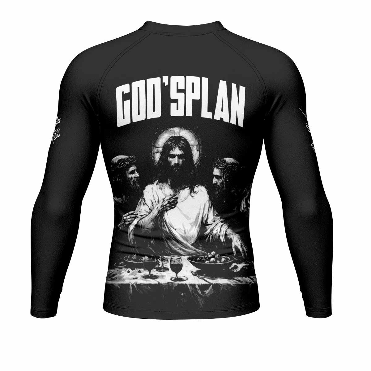 God's Plan Men's Rash Guard Long Sleeve - back view mockup