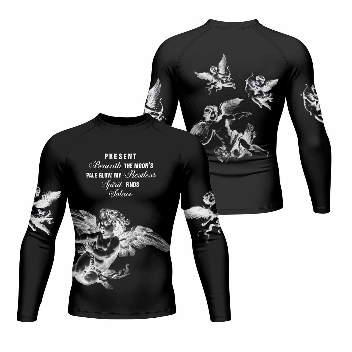 Angels of Solace Men's Rash Guard Long Sleeve - front and back view