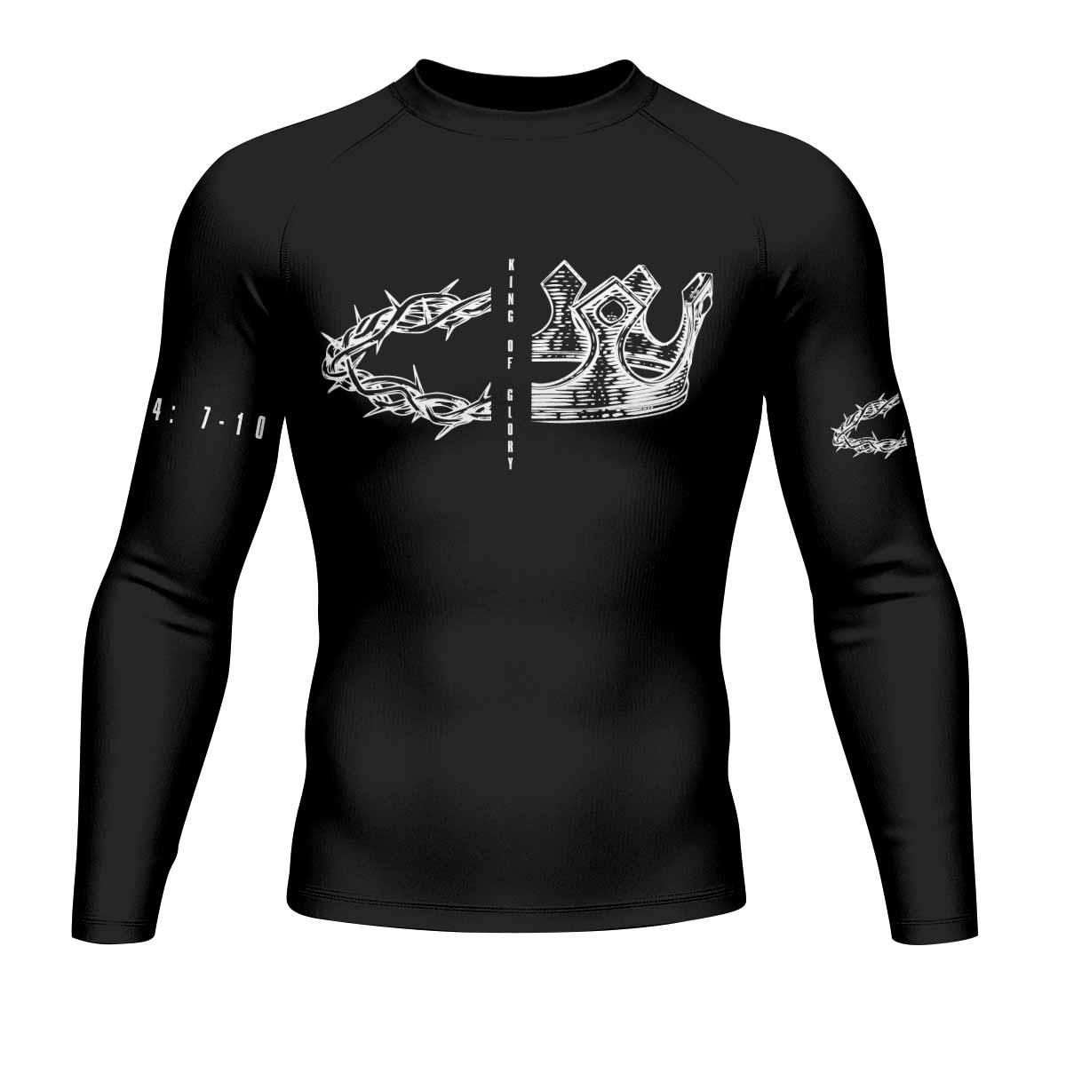 The King of Glory Men's Rash Guard Long Sleeve - front view mockup