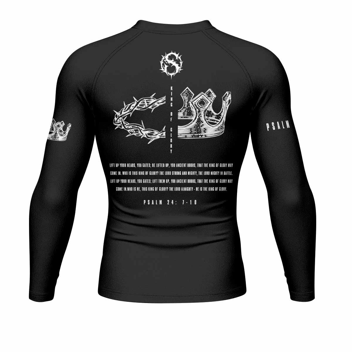 The King of Glory Men's Rash Guard Long Sleeve - back view mockup